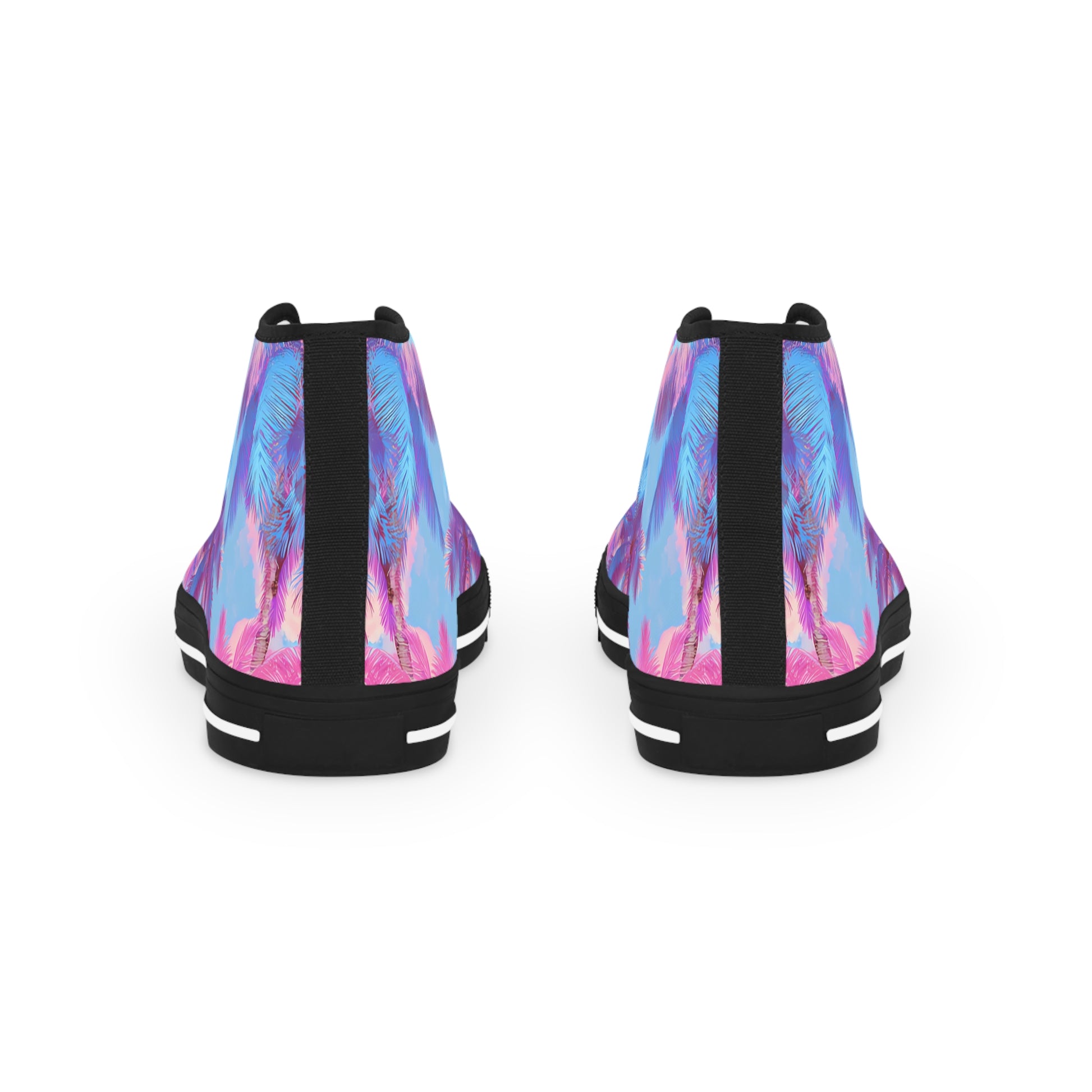 Ethereal Pastel Palms II Blue and Pink Men's High Top Sneakers, Artsulli - Art is Long, Life is Short, Shoes, , , , , , , 