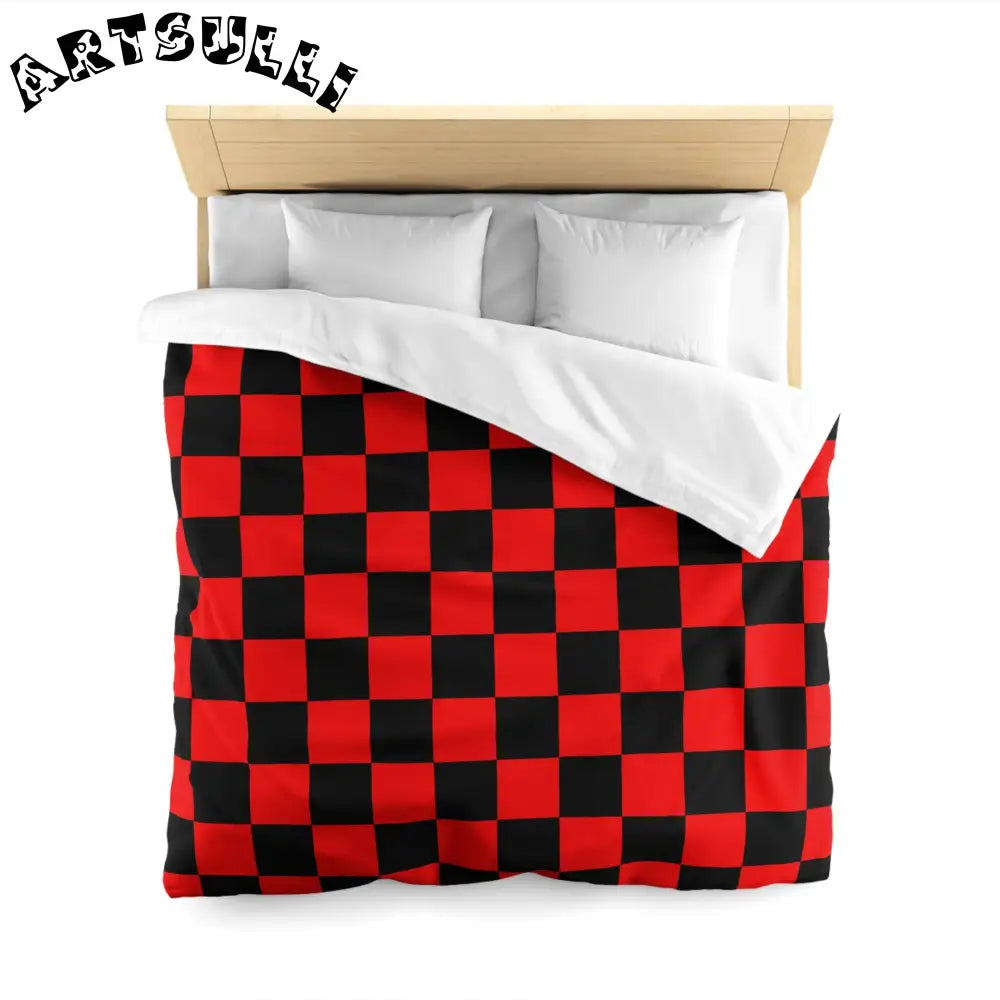 JAKKOUTTHEBXX Checkerboard Red and Black Microfiber Duvet Cover