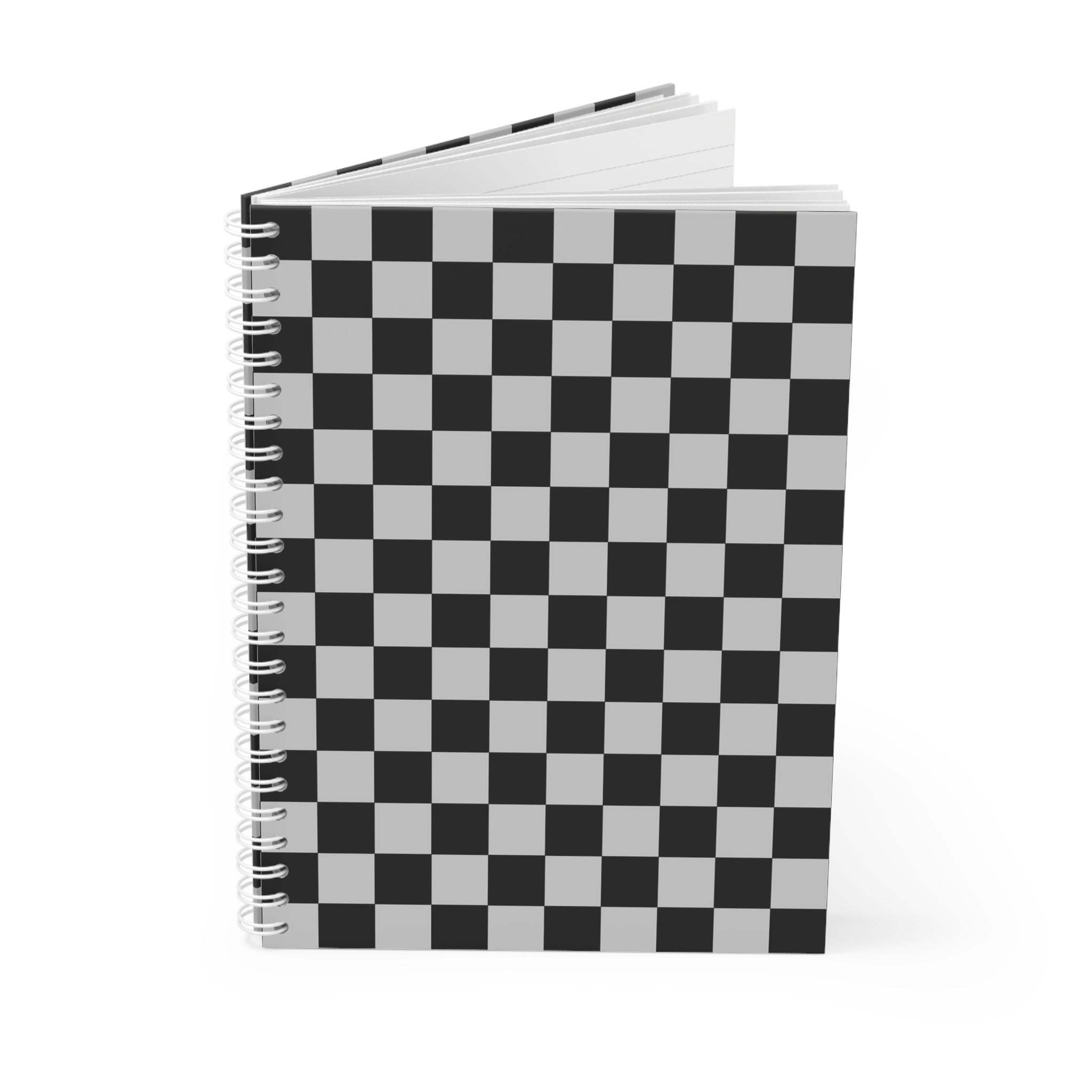 Checkerboard Dada Black and Light Gray Spiral Notebook, Artsulli - Art is Long, Life is Short, Paper products, , , , , , , 