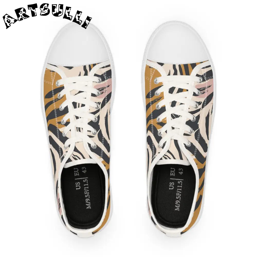 JAKKOUTTHEBXX White Canvas Sneakers with Abstract Zebra Illustration