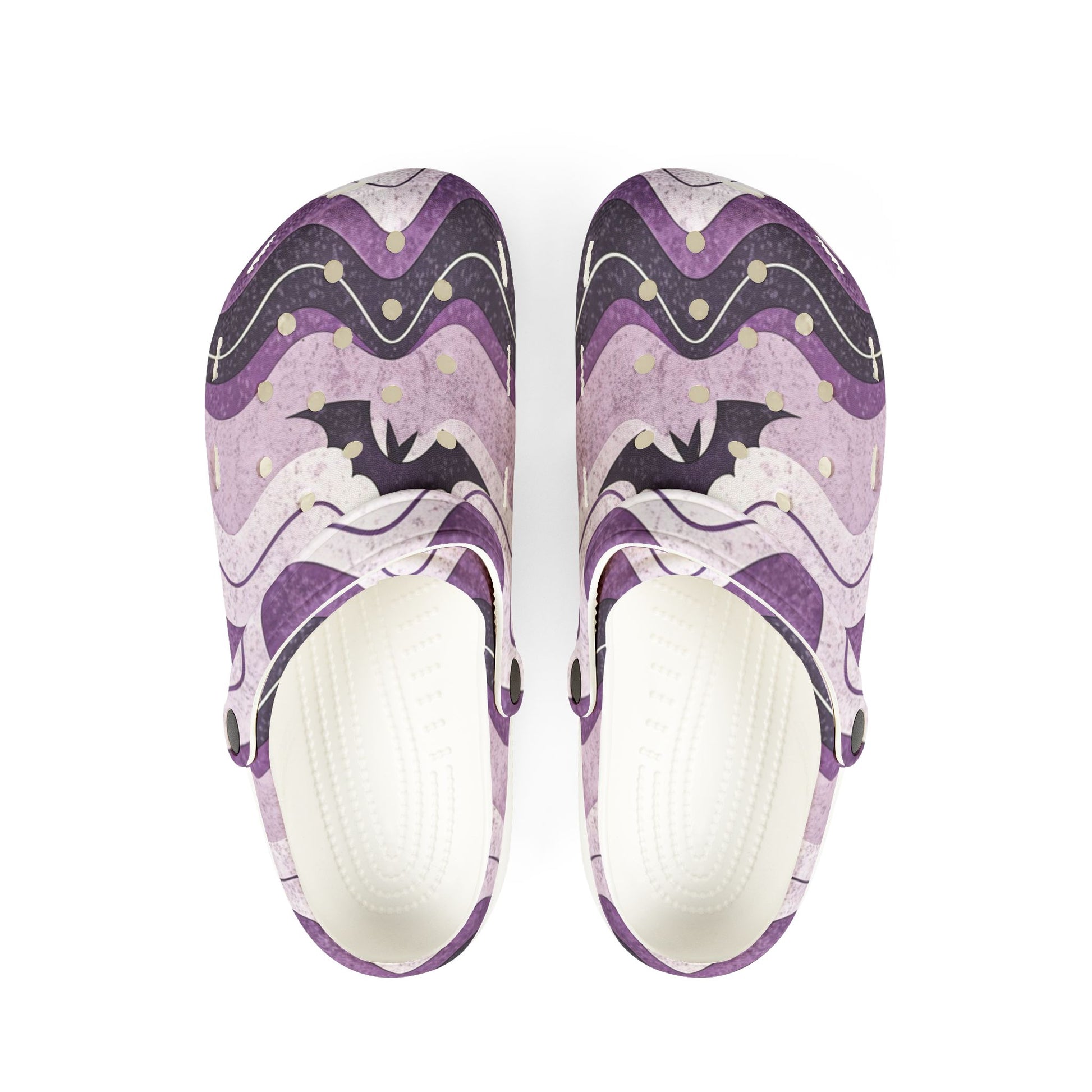 Bat Wave Purple EVA Foam Rubber Shoes (AOP), Artsulli - Art is Long, Life is Short, Shoes, Size, US 6 (Women's), Color, White, , , 36492337426862