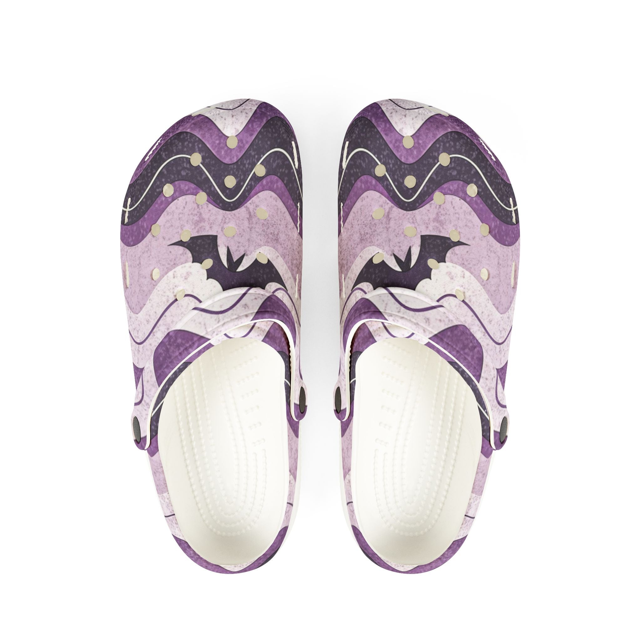Bat Wave Purple EVA Foam Rubber Shoes (AOP), Artsulli - Art is Long, Life is Short, Shoes, Size, US 6 (Women's), Color, White, , , 36492337426862