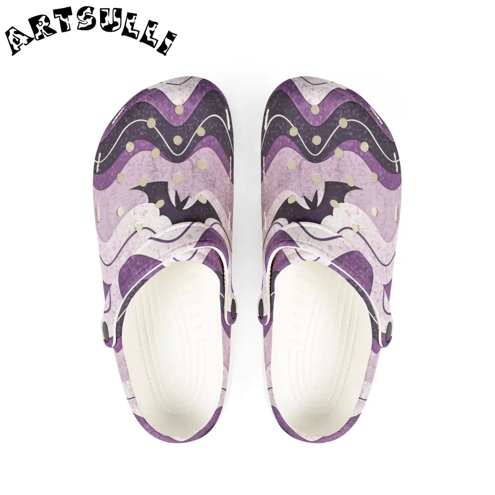 JAKKOUTTHEBXX Bat Wave Purple EVA Foam Rubber Shoes (AOP)