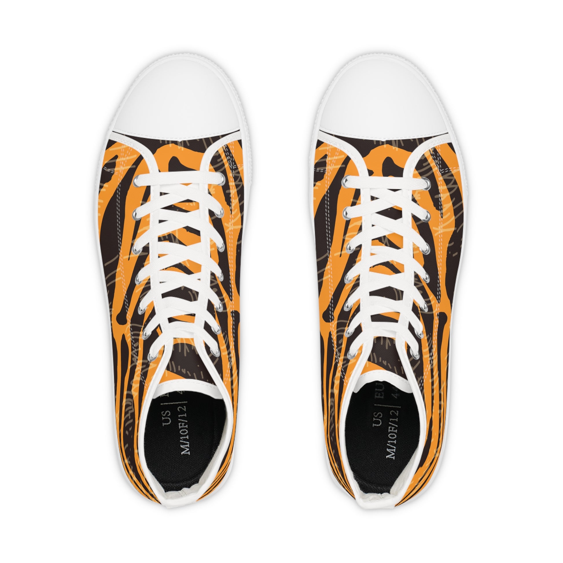 Tiger Scratches Orange & Black Men's High Top Sneakers, Artsulli - Art is Long, Life is Short, Shoes, , , , , , , 
