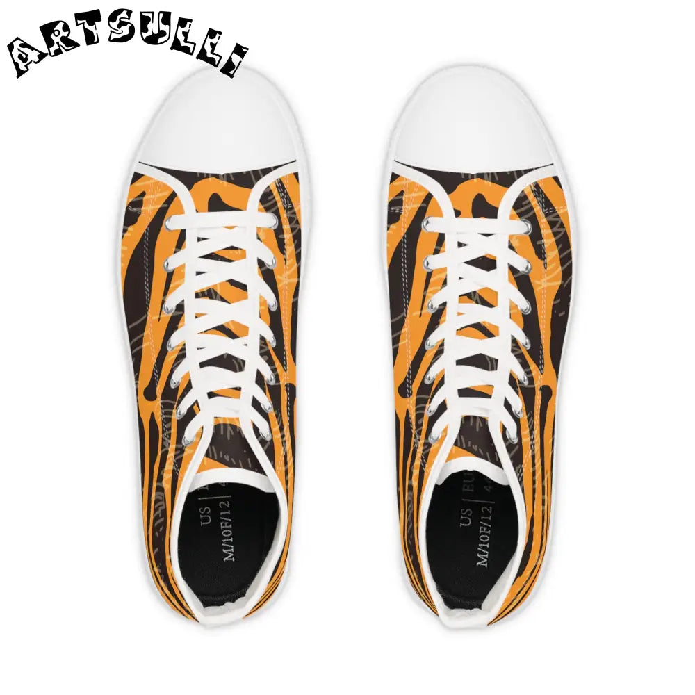 JAKKOUTTHEBXX Tiger Scratches Orange & Black Men’s High Top Sneakers