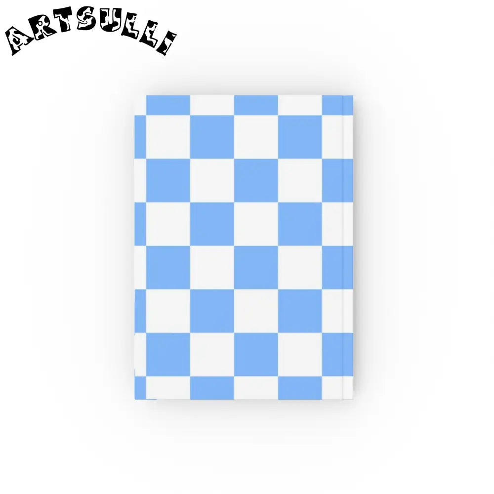 JAKKOUTTHEBXX Checkerboard White and Light Blue Hard Backed Journal