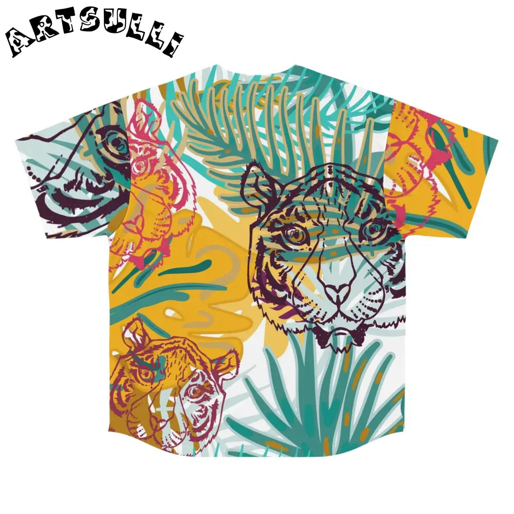 JAKKOUTTHEBXX Tropical Jungle Tigers Brown and Green Men’s Baseball