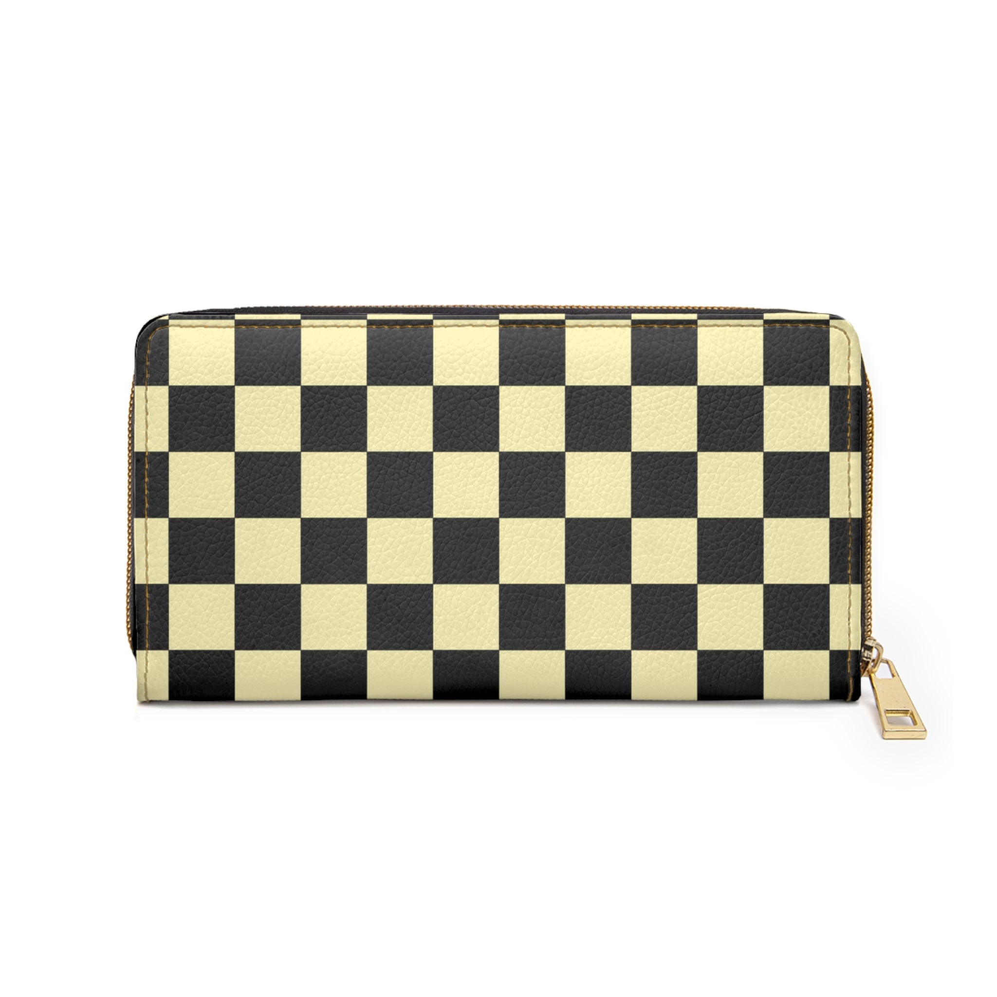 Checkerboard Black and Yellow Zipper Wallet, Artsulli - Art is Long, Life is Short, Accessories, , , , , , , 