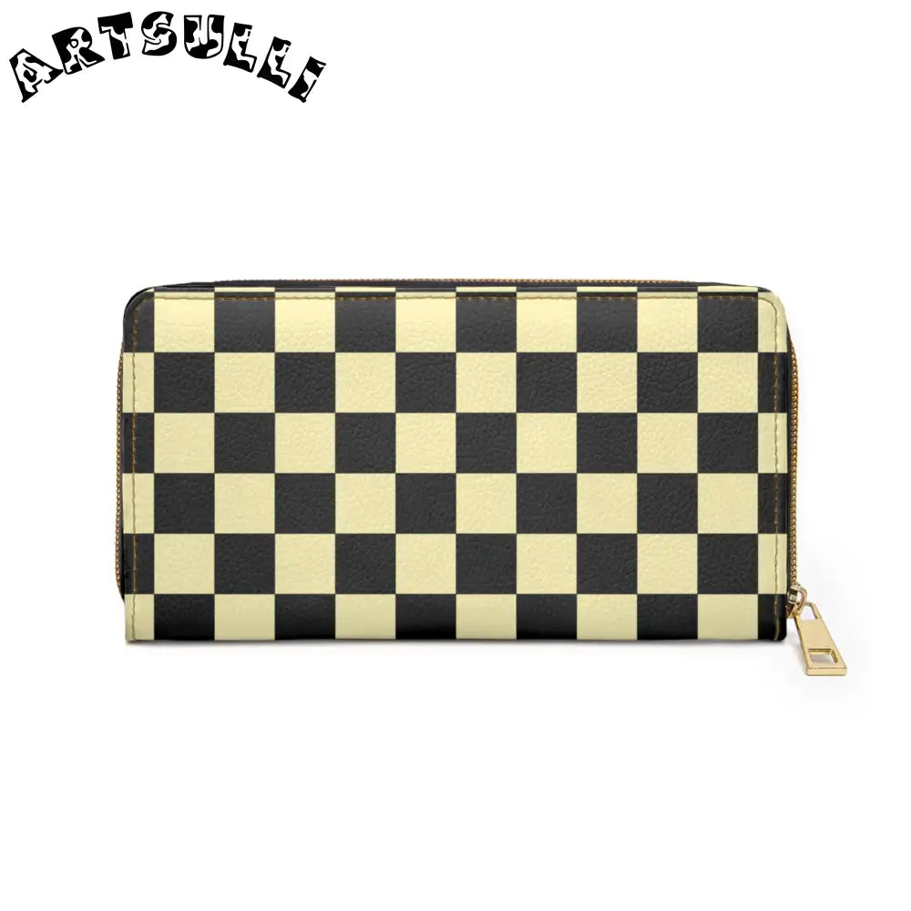 JAKKOUTTHEBXX Checkerboard Black and Yellow Zipper Wallet