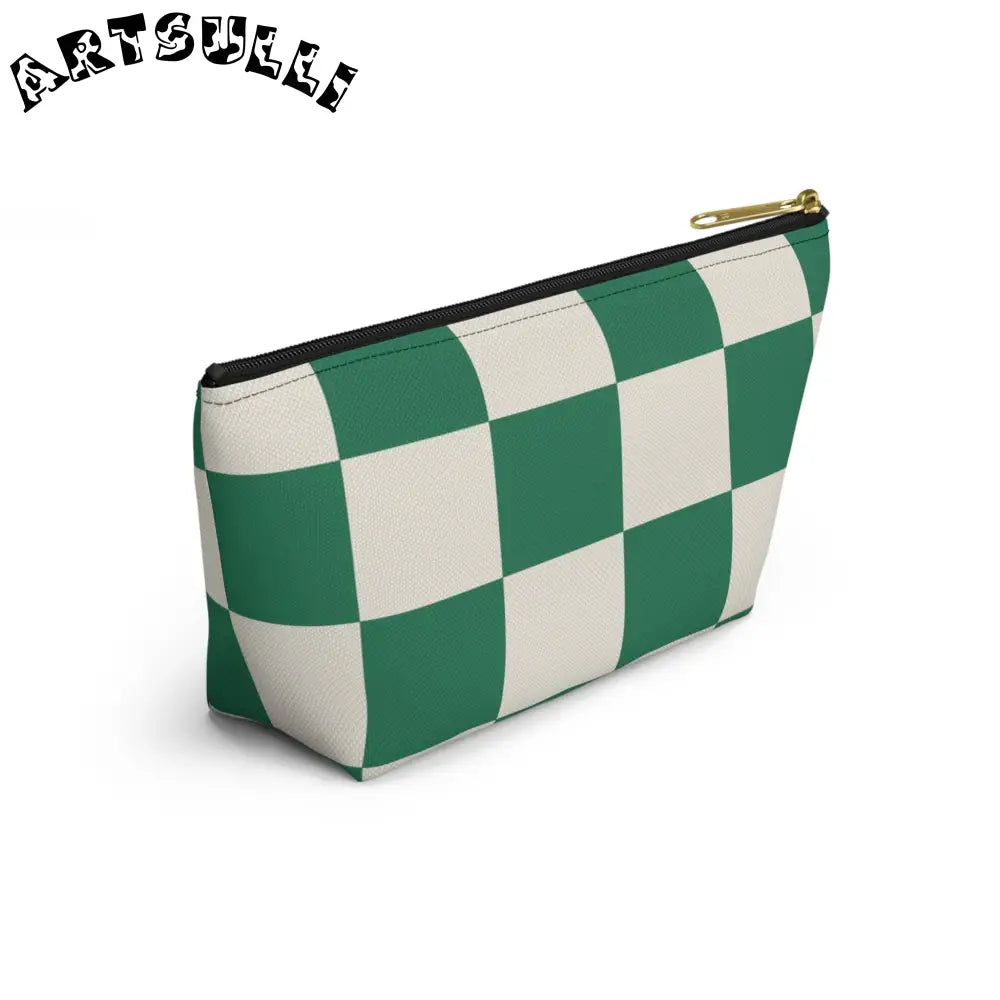 JAKKOUTTHEBXX Checkerboard Dark Green Accessory Pouch w T-bottom