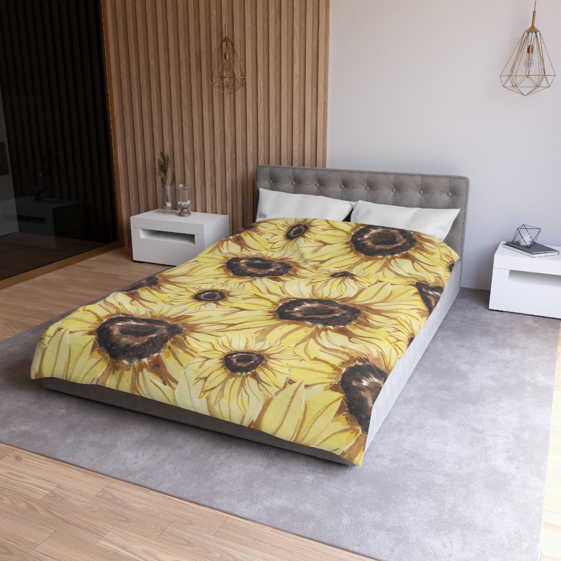 Retro Anime Sunflower Microfiber Duvet Cover, Artsulli - Art is Long, Life is Short, Home Decor, , , , , , , 