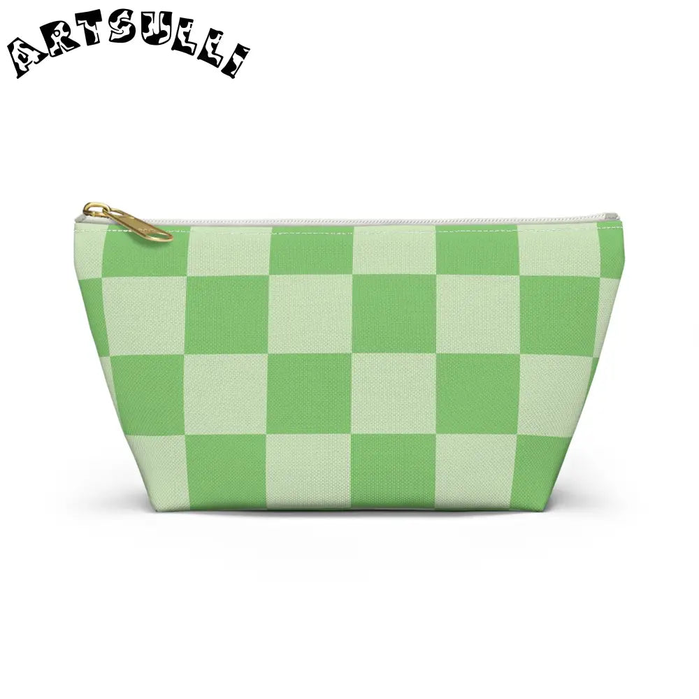 JAKKOUTTHEBXX Checkerboard Green Accessory Pouch w T-bottom