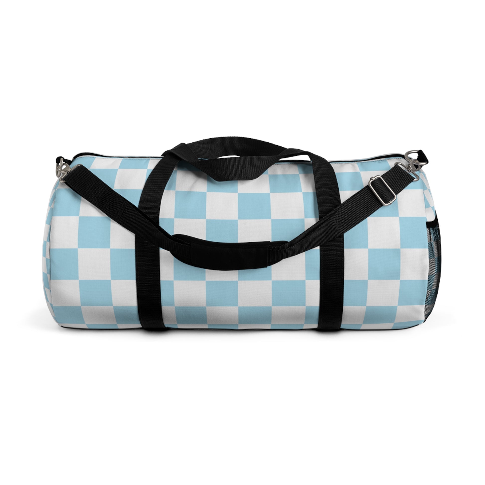 Checkerboard Sky Blue Duffel Bag, Artsulli - Art is Long, Life is Short, Bags, Size, Large, , , , , 23106895970408546037
