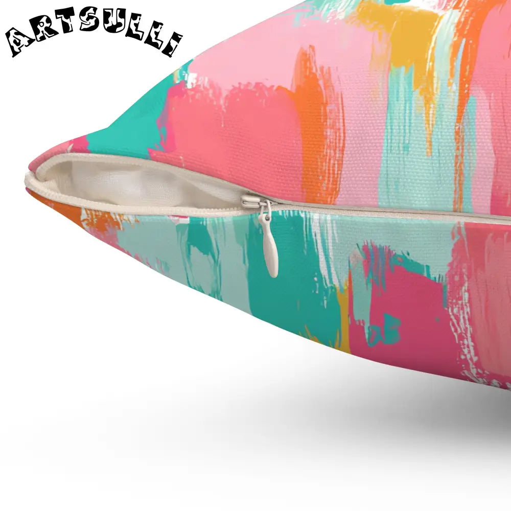 JAKKOUTTHEBXX Preppy Pixel Bloom Spun Polyester Square Pillow