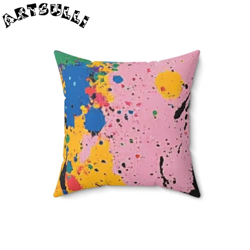 JAKKOUTTHEBXX The Colors Of Paint Splatter Spun Polyester Square