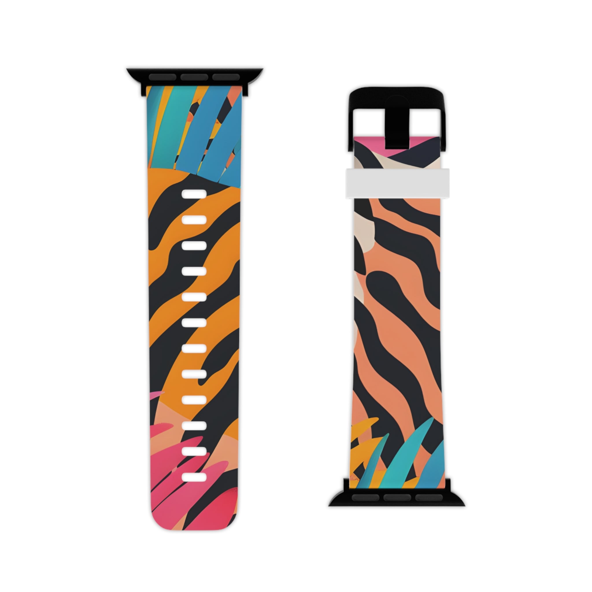 Palm Leaves x Zebra Stripes x Tiger Stripes Orange and Blue  Watch Band for Apple Watch, Artsulli - Art is Long, Life is Short, Accessories, , , , , , , 