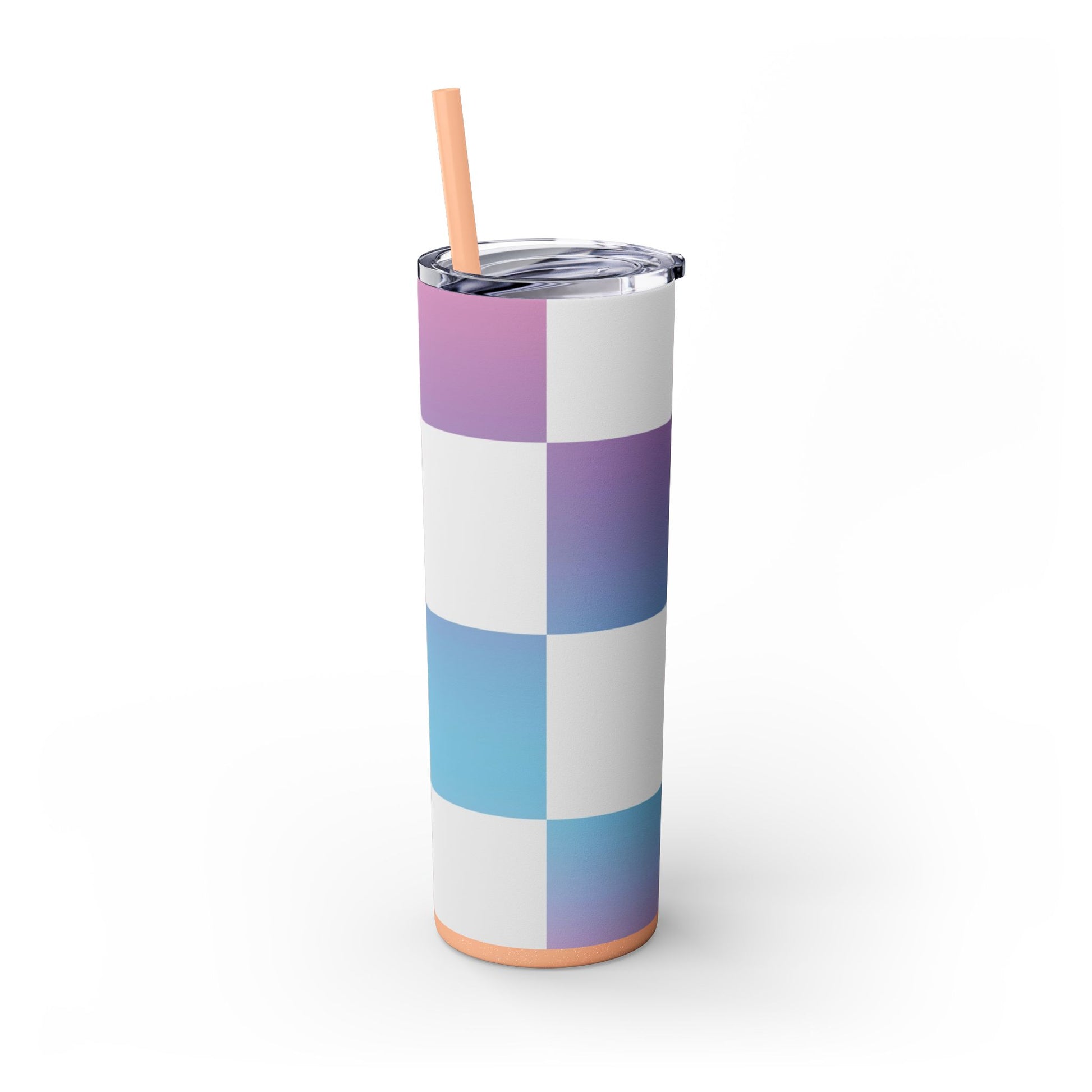Vaporwave Check Skinny Tumbler with Straw, 20oz, Artsulli - Art is Long, Life is Short, Mug, , , , , , , 