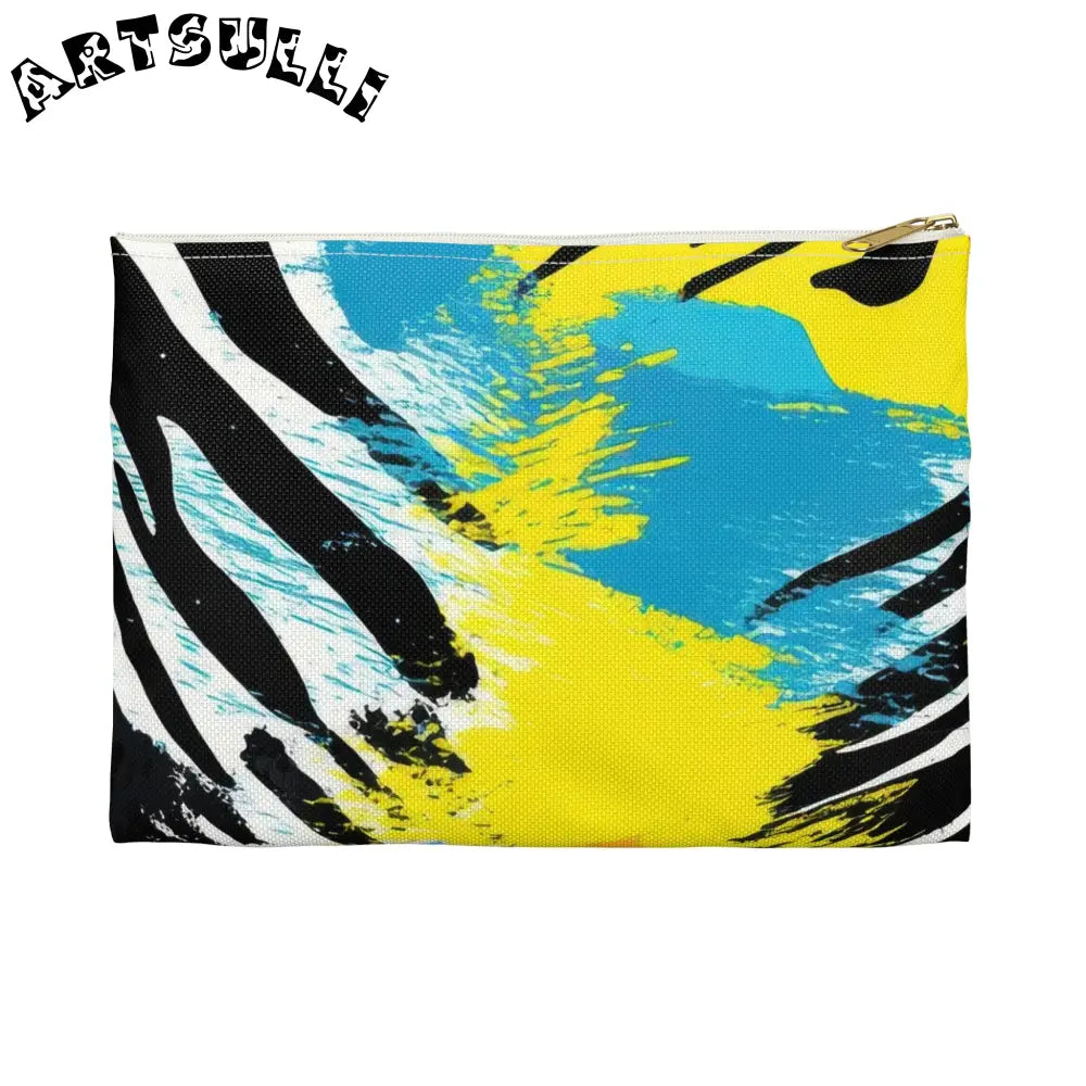 Zebra Stripes x Leapord Print x Paint Splatter Multi-Color Accessory Pouch, Artsulli - Art is Long, Life is Short, Bags, Size, Small, Color, White zipper, , , 17703179458610