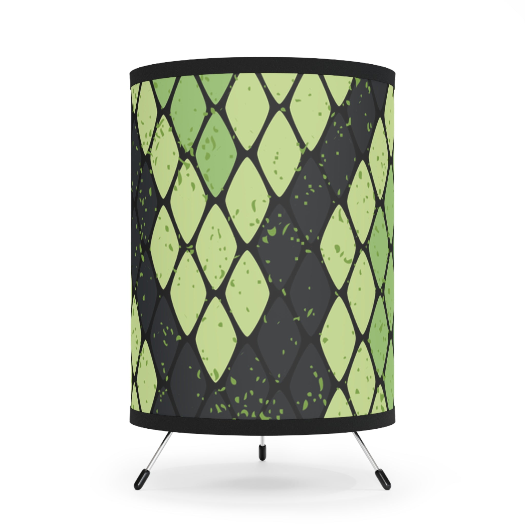 Snake Skin Green and Black Tripod Lamp with High-Res Printed Shade, US\CA plug, Artsulli - Art is Long, Life is Short, Home Decor, Size, One size, Color, Black, , , 11238574371601