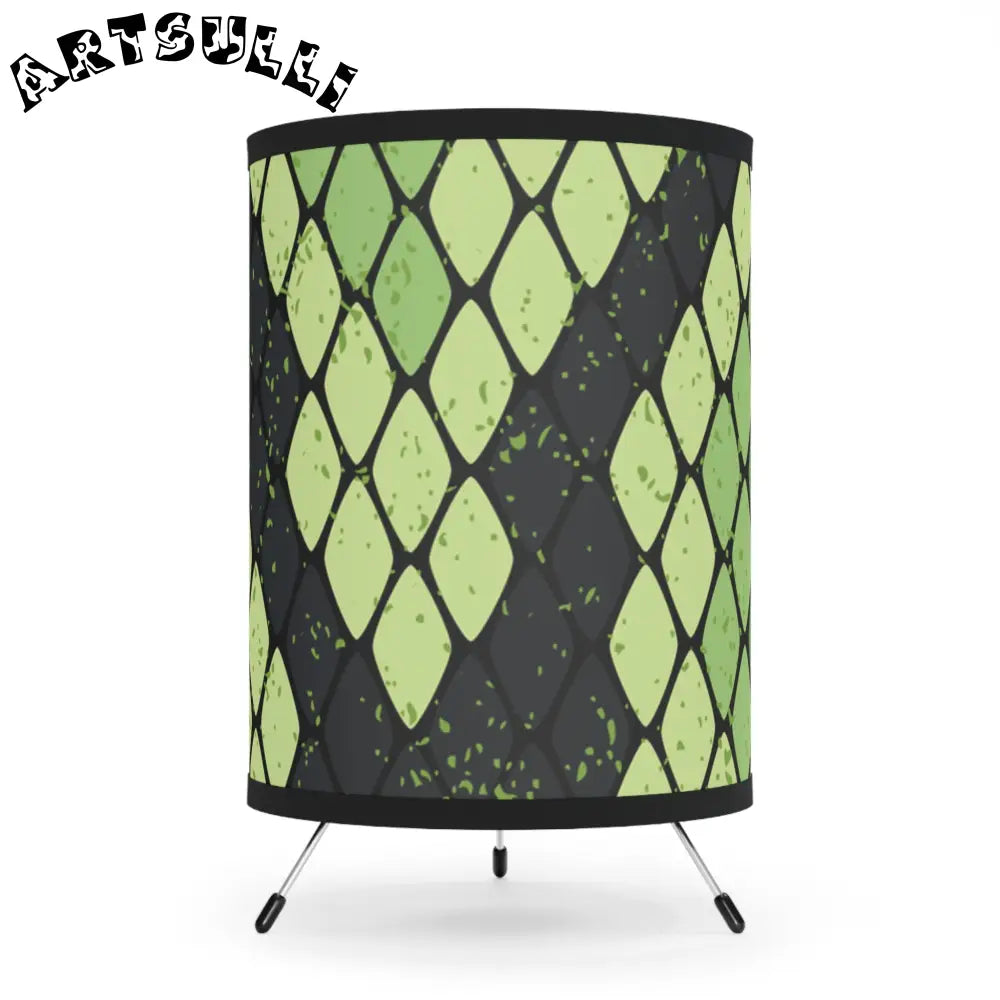 JAKKOUTTHEBXX Snake Skin Green and Black Tripod Lamp with High-Res