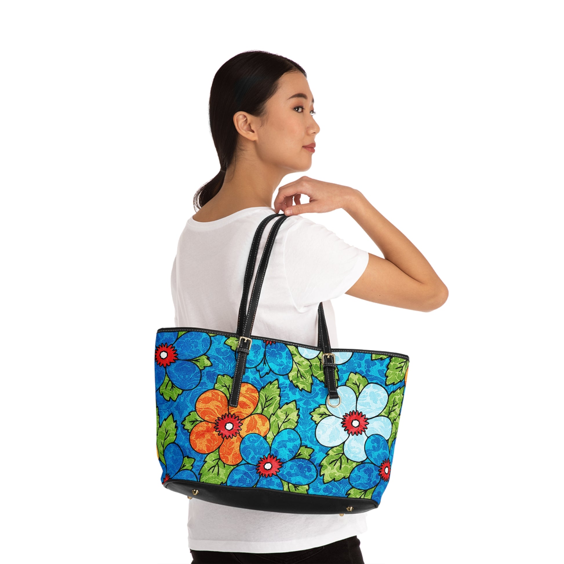 Blue Orange Groovy II PU Leather Shoulder Bag, Artsulli - Art is Long, Life is Short, Bags, , , , , , , 