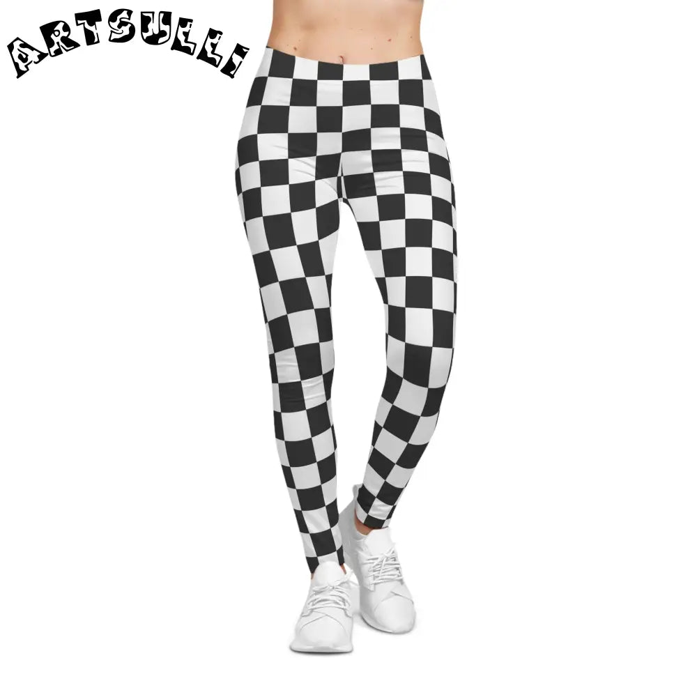 JAKKOUTTHEBXX Checkerboard White and Black Women’s Casual Leggings