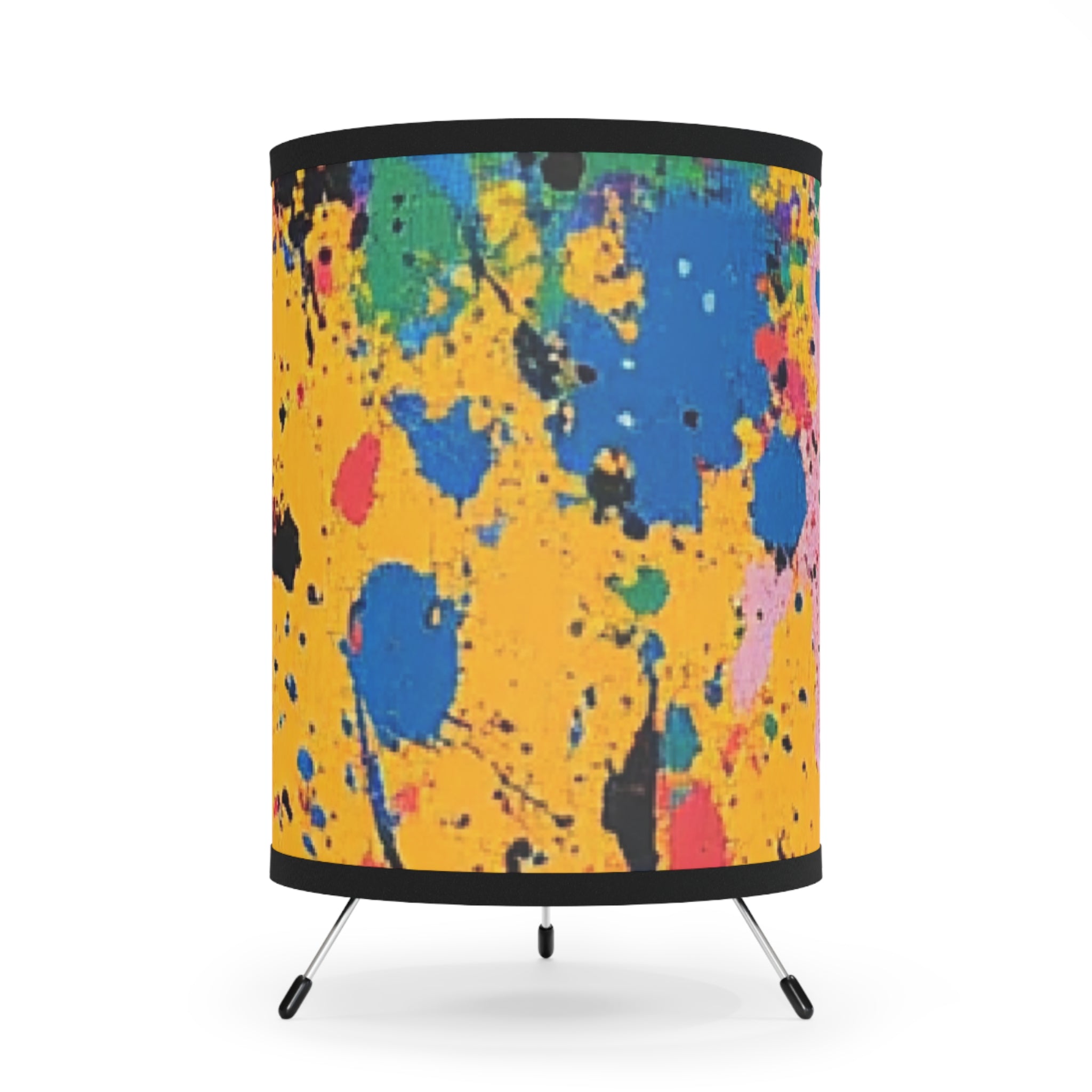 The Colors Of Paint Splatter Tripod Lamp with High-Res Printed Shade, US\CA plug, Artsulli - Art is Long, Life is Short, Home Decor, Size, One size, Color, Black, , , 12661777956154
