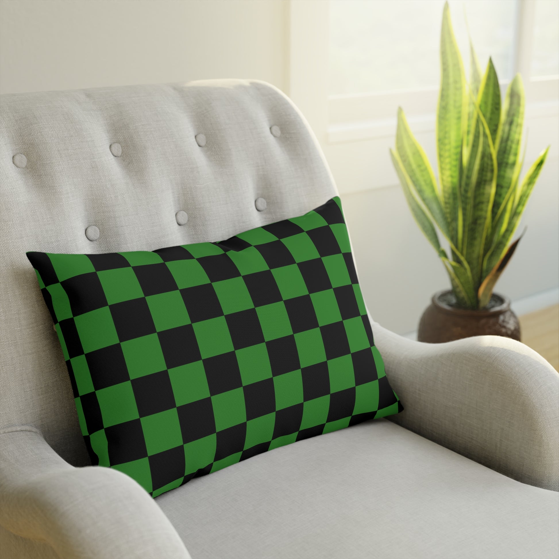 Checkerboard Green and Black Cushion, Artsulli - Art is Long, Life is Short, Home Decor, , , , , , , 