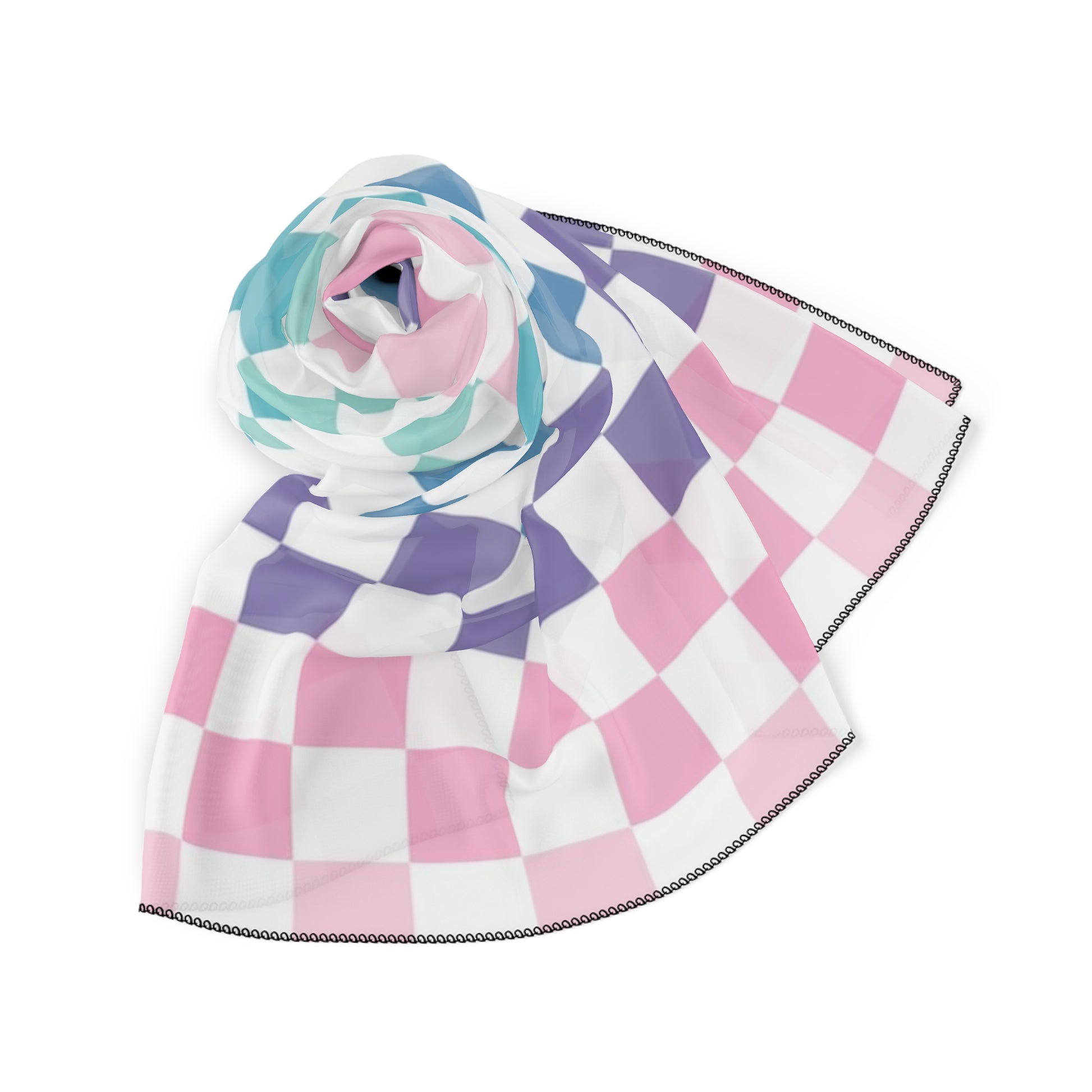 Vaporwave Rainbow  Checkerboard Multi-Color Poly Scarf, Artsulli - Art is Long, Life is Short, Accessories, , , , , , , 