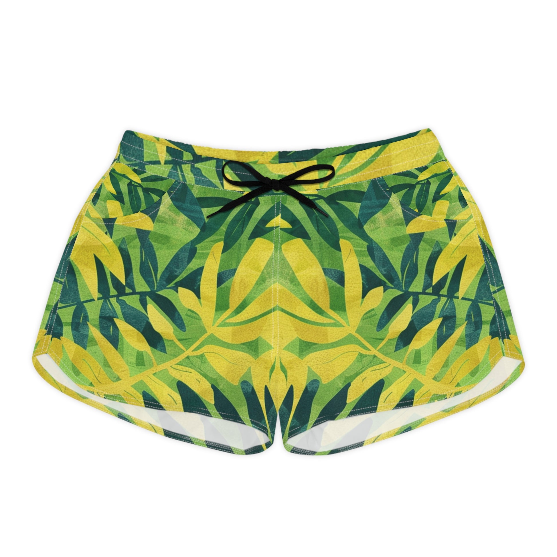 Green Leaf x Yellow Leaf x Tropical x Jungle Women's Casual Shorts (AOP), Artsulli - Art is Long, Life is Short, All Over Prints, Size, S, Color, Black drawstring, , , 26243769660084584938