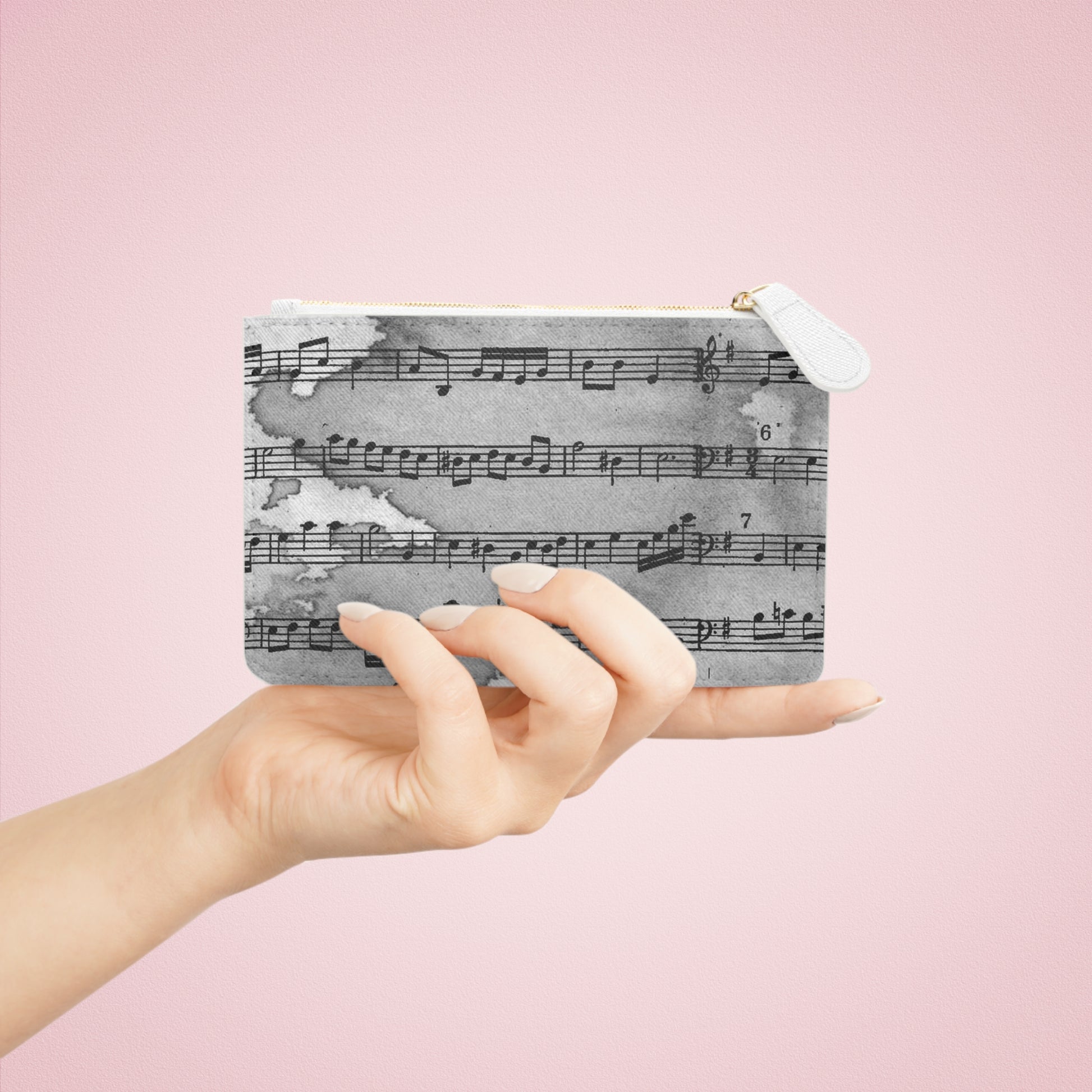 Drip Spill Type Beat Sheet Music Black Mini Clutch Bag, Artsulli - Art is Long, Life is Short, Bags, , , , , , , 
