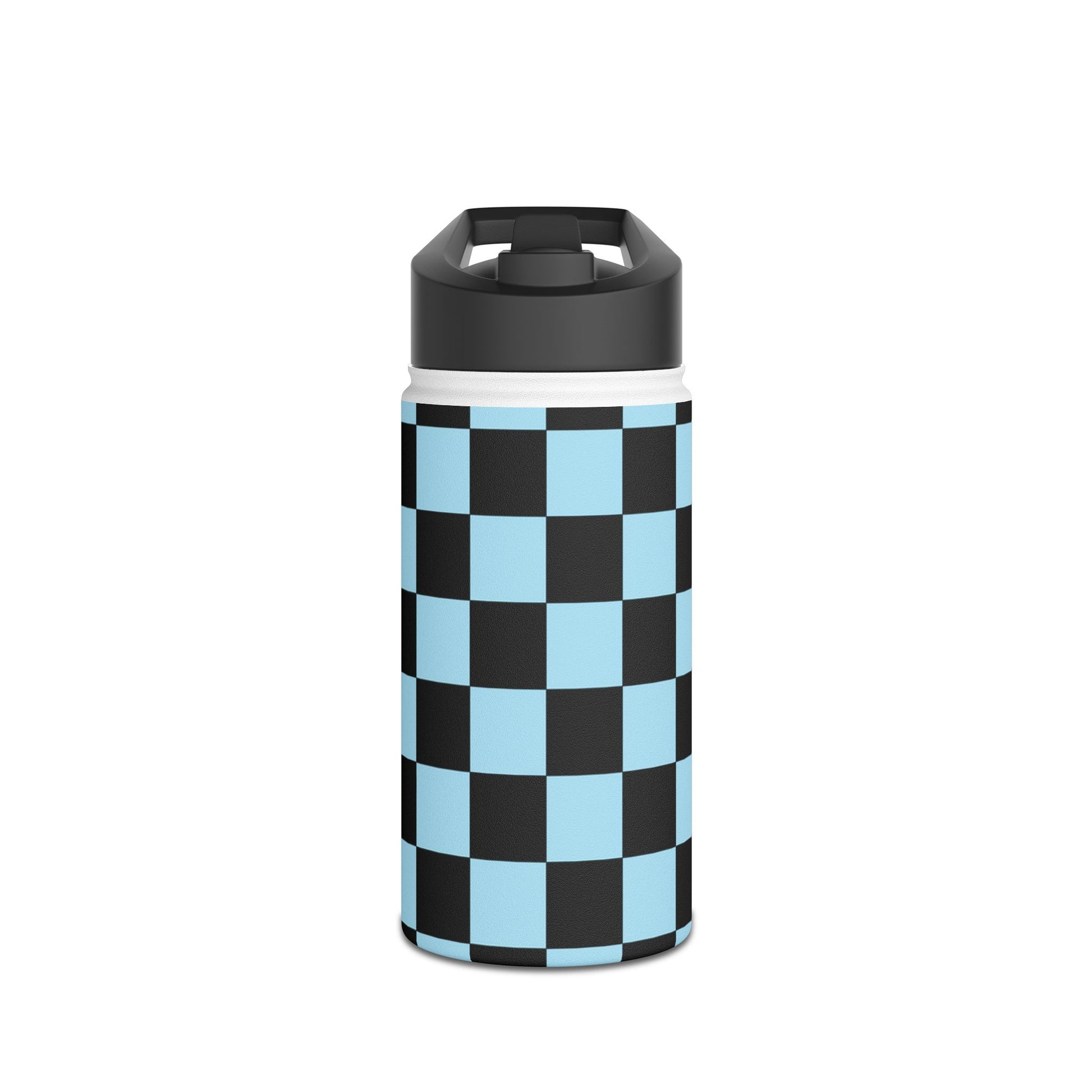 Checkerboard Black and Blue Stainless Steel Water Bottle, Standard Lid, Artsulli - Art is Long, Life is Short, Mug, Size, 12oz, Color, White, , , 29614157386377399888