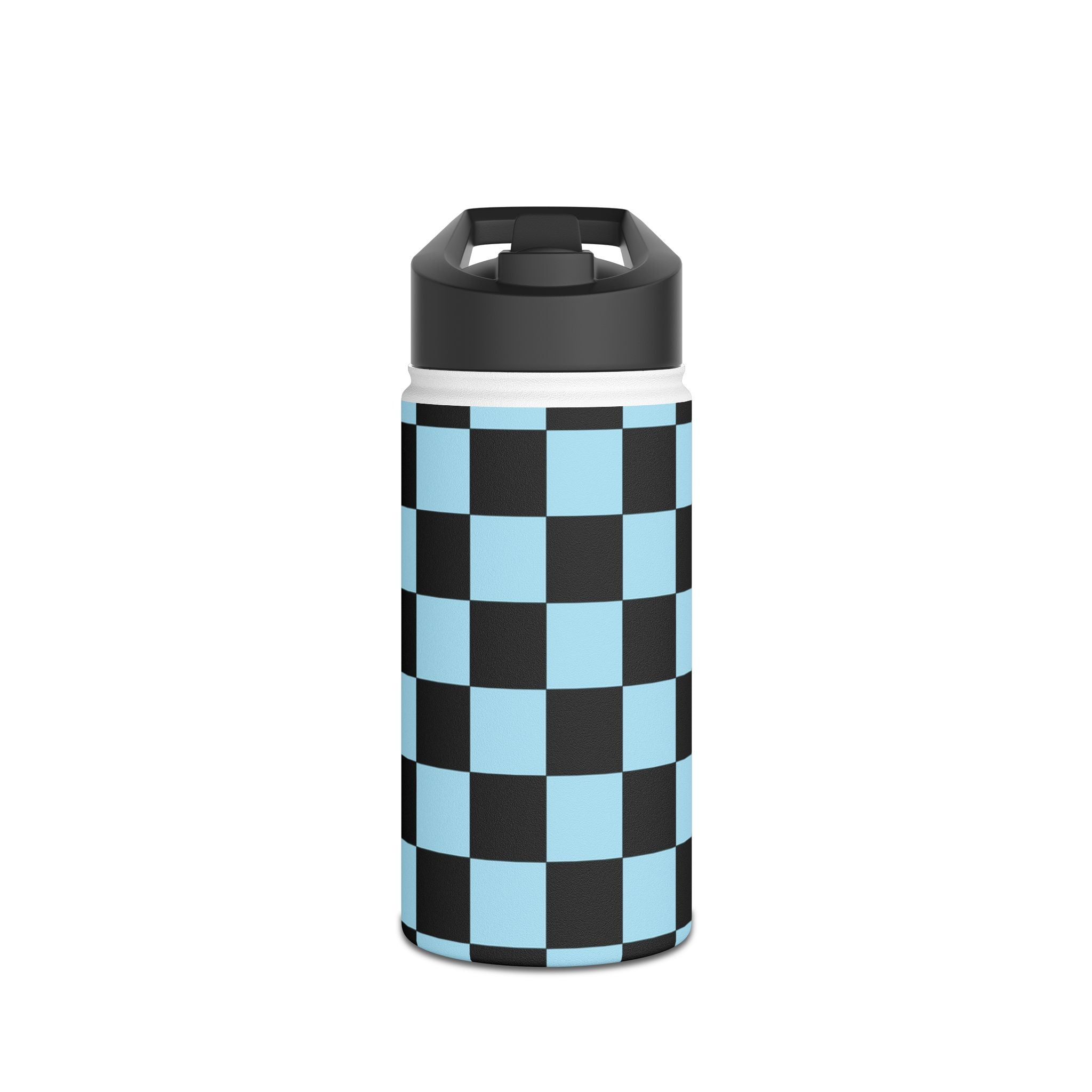 Checkerboard Black and Blue Stainless Steel Water Bottle, Standard Lid, Artsulli - Art is Long, Life is Short, Mug, Size, 12oz, Color, White, , , 29614157386377399888