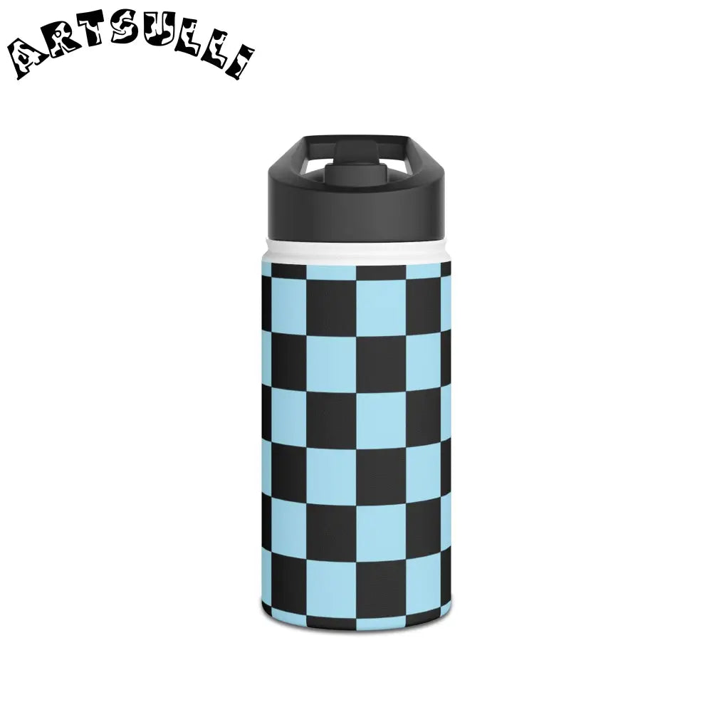 JAKKOUTTHEBXX Checkerboard Black and Blue Stainless Steel Water
