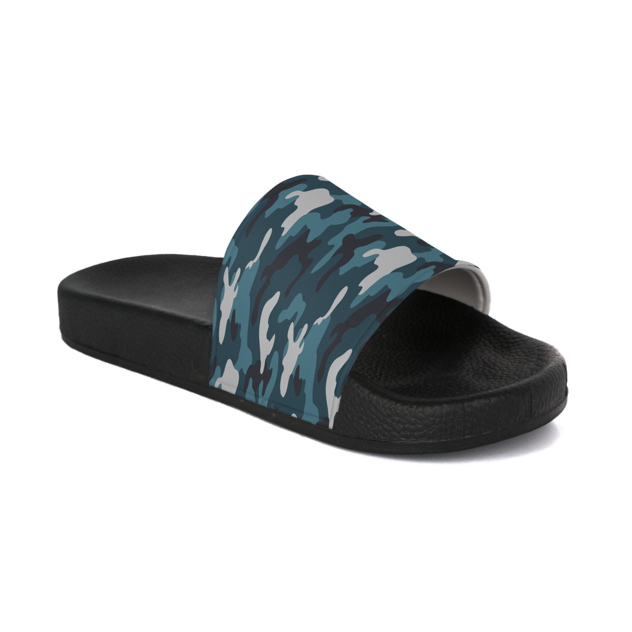 Blue Camouflage II Men's Slide Sandals, Artsulli - Art is Long, Life is Short, Shoes, , , , , , , 