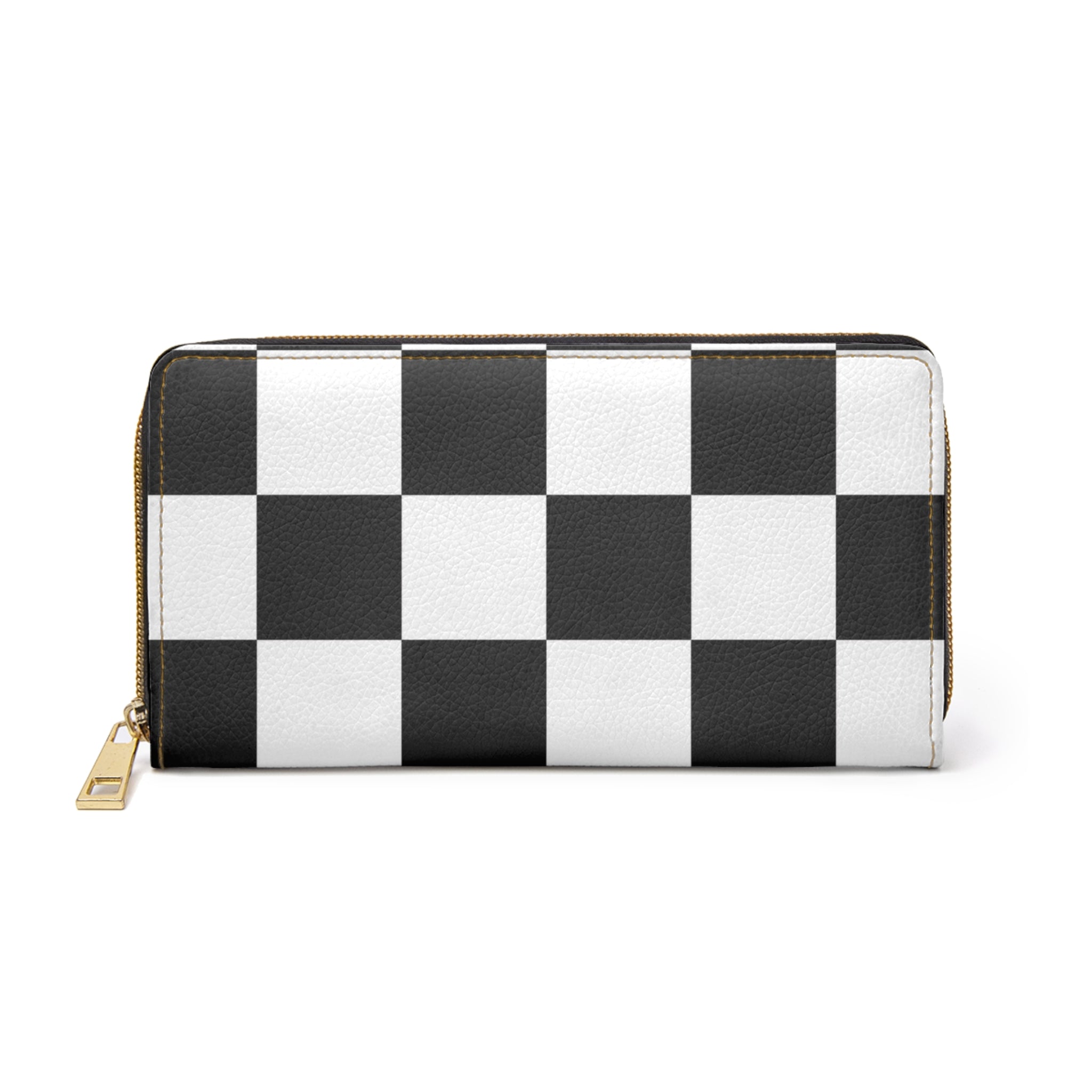 Checkerboard Black and White Zipper Wallet, Artsulli - Art is Long, Life is Short, Accessories, Size, One size, Color, White, , , 25086235166832