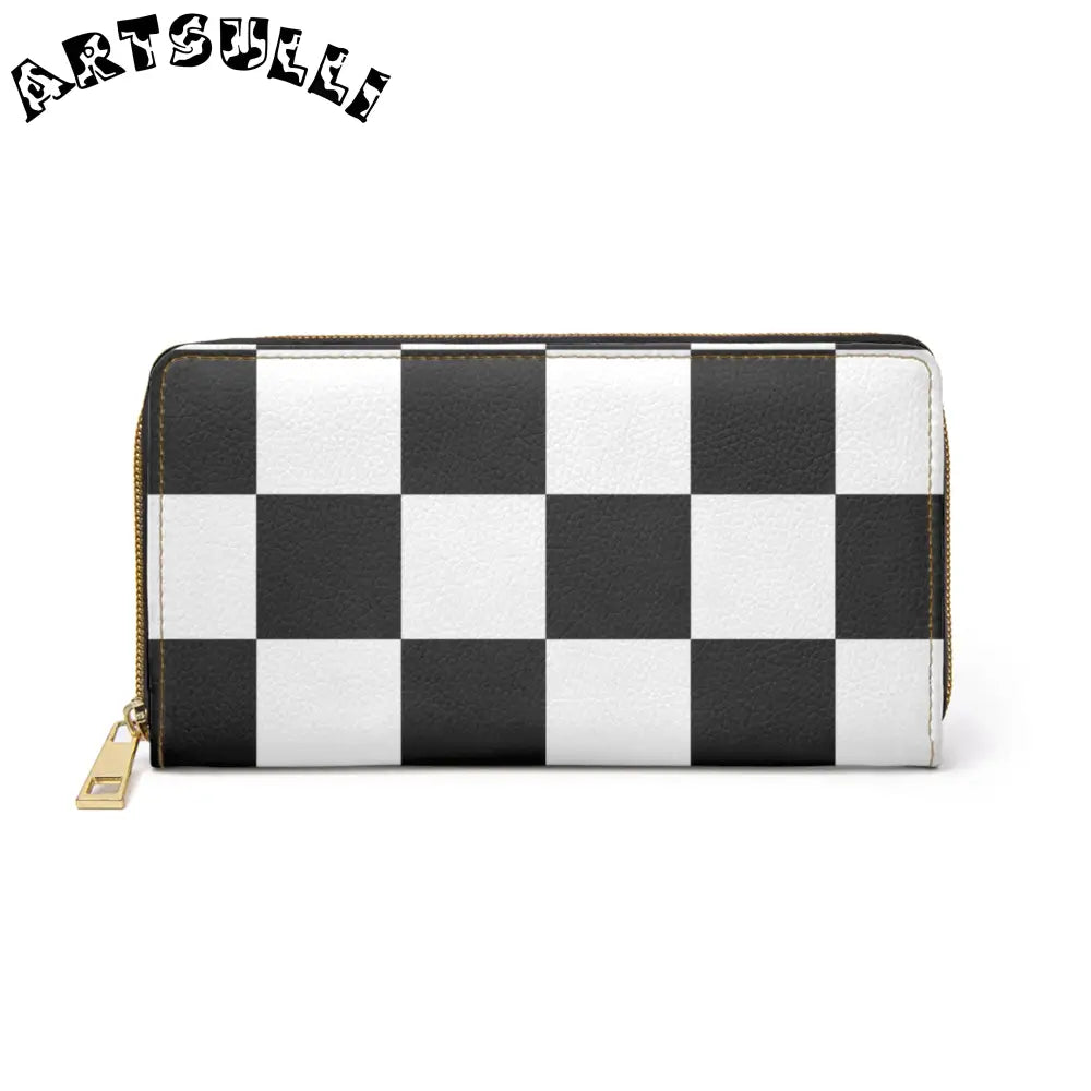 JAKKOUTTHEBXX Checkerboard Black and White Zipper Wallet