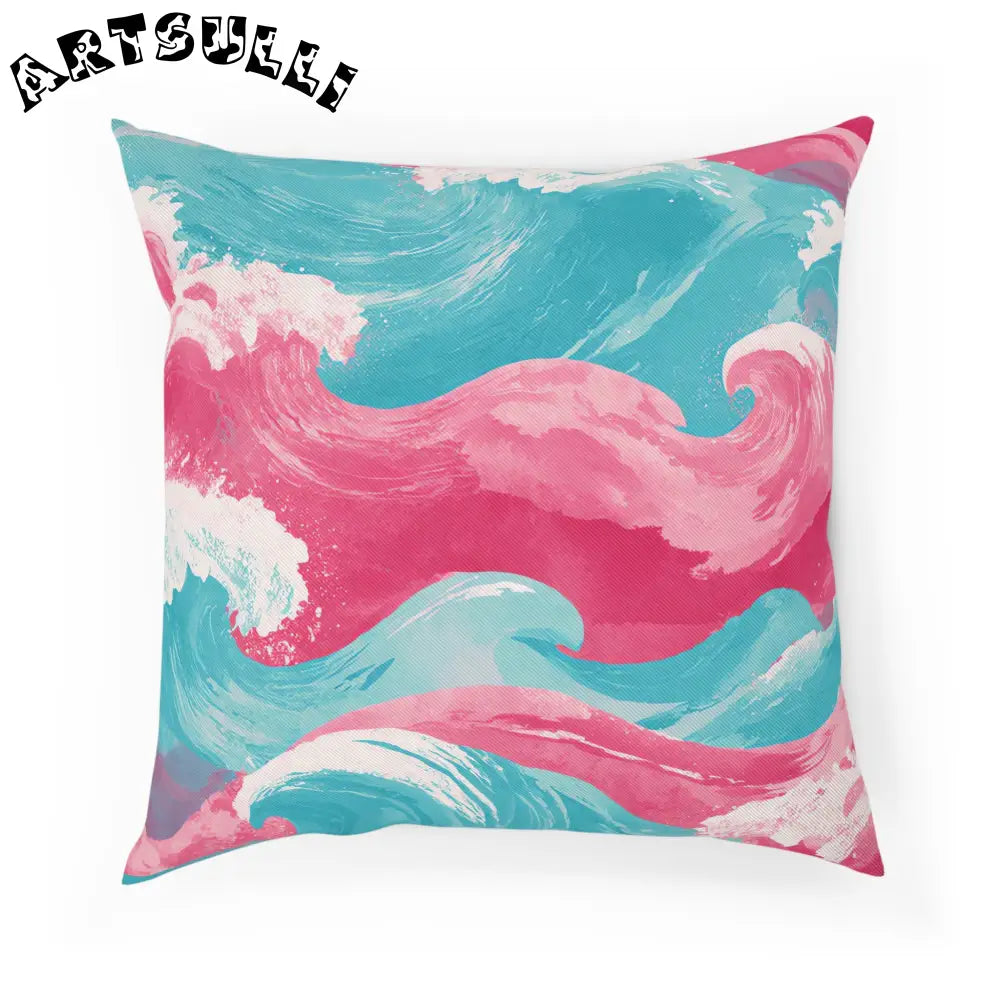 JAKKOUTTHEBXX The Great Pastelwave Pink and Blue Cushion