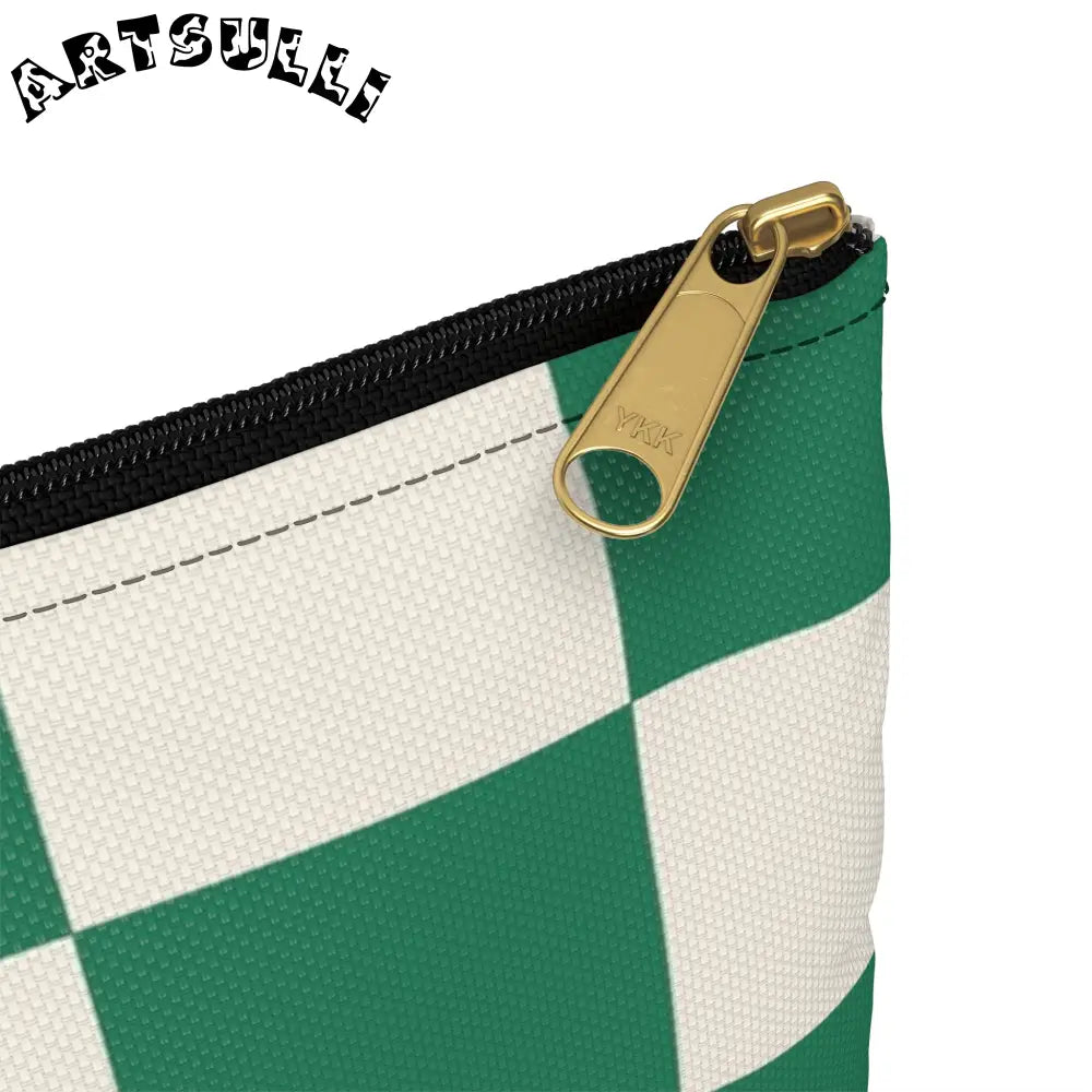 JAKKOUTTHEBXX Checkerboard Dark Green Accessory Pouch JAKKOUTTHEBXX