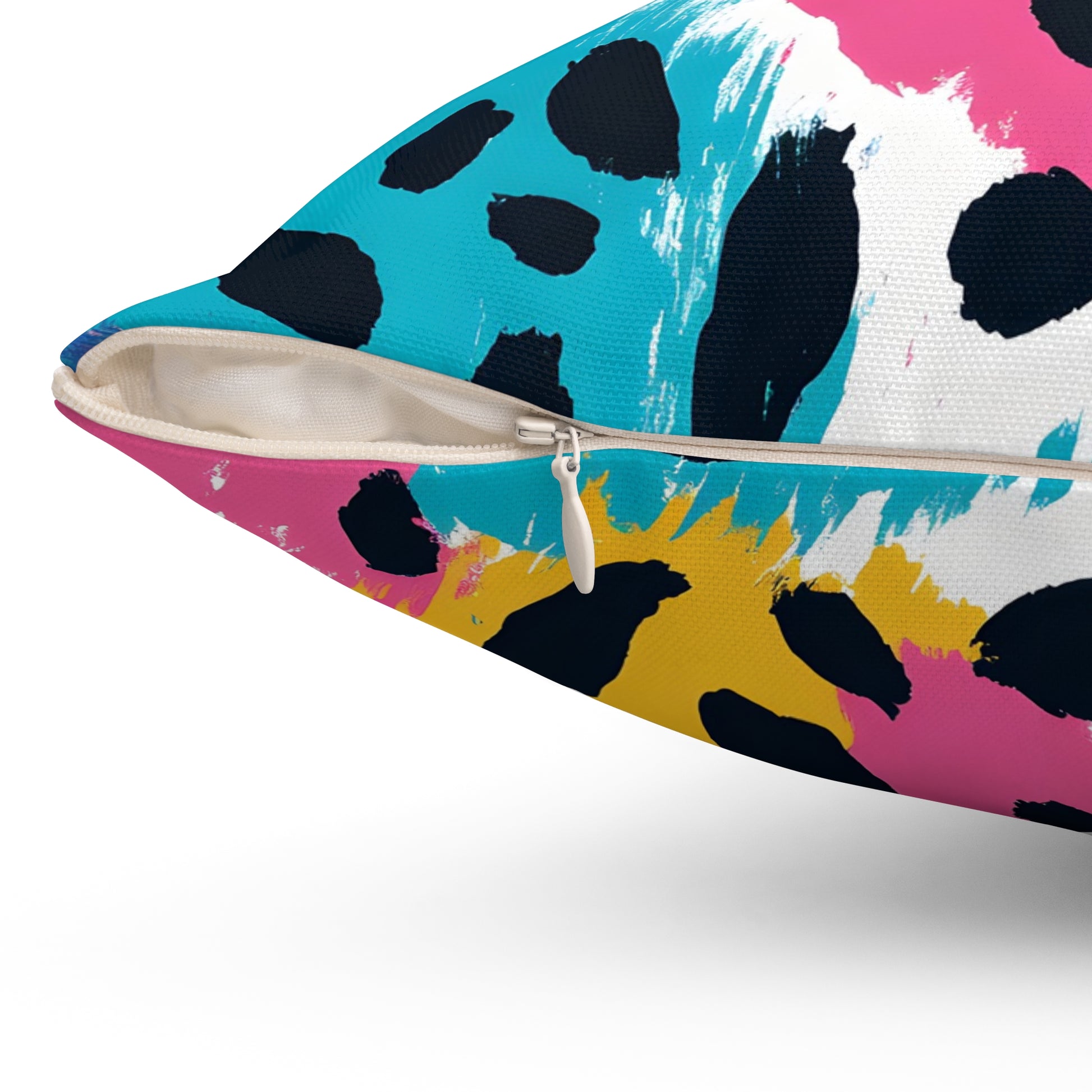 Leopard Print x Paint Brush Strokes Multi-Color Spun Polyester Square Pillow, Artsulli - Art is Long, Life is Short, Home Decor, , , , , , , 