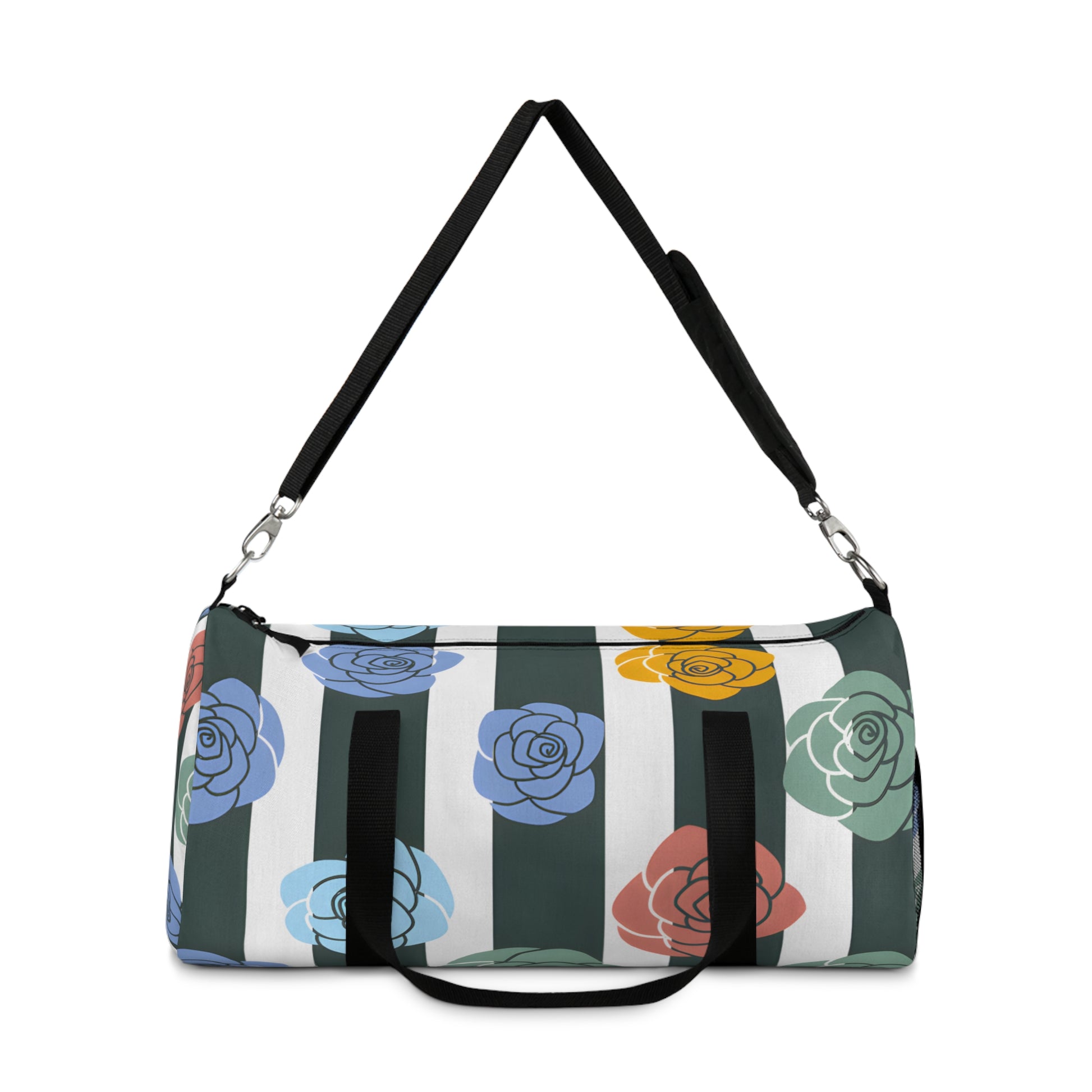 Stripes x Roses Black and White Copy of Duffel Bag, Artsulli - Art is Long, Life is Short, Bags, , , , , , , 