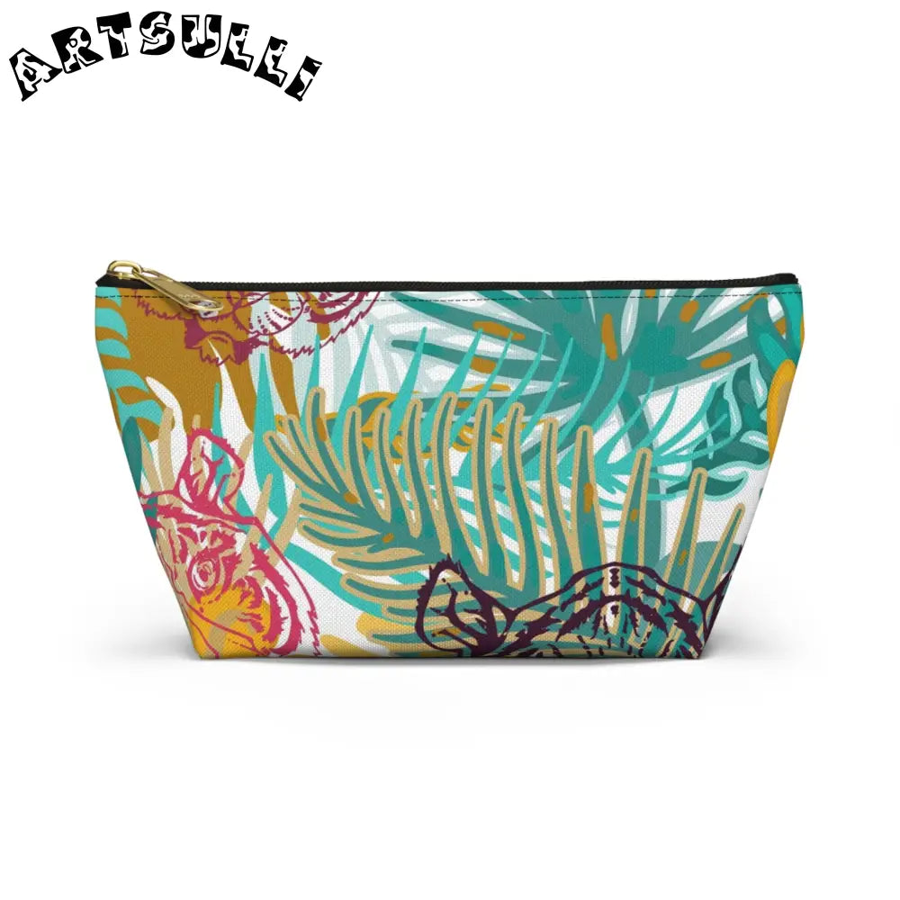 JAKKOUTTHEBXX Tropical Jungle Tigers Brown and Green Accessory Pouch