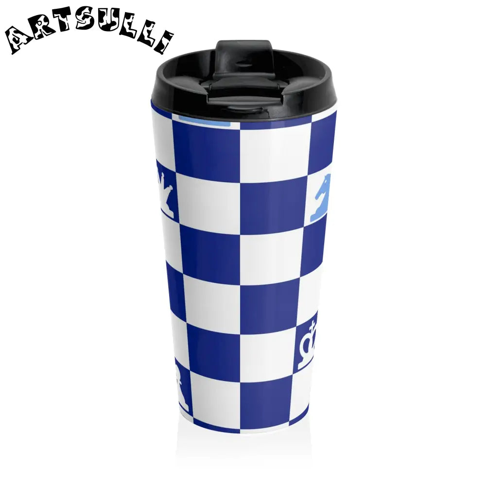 JAKKOUTTHEBXX Checkered Chess Stainless Steel Travel Mug 2025