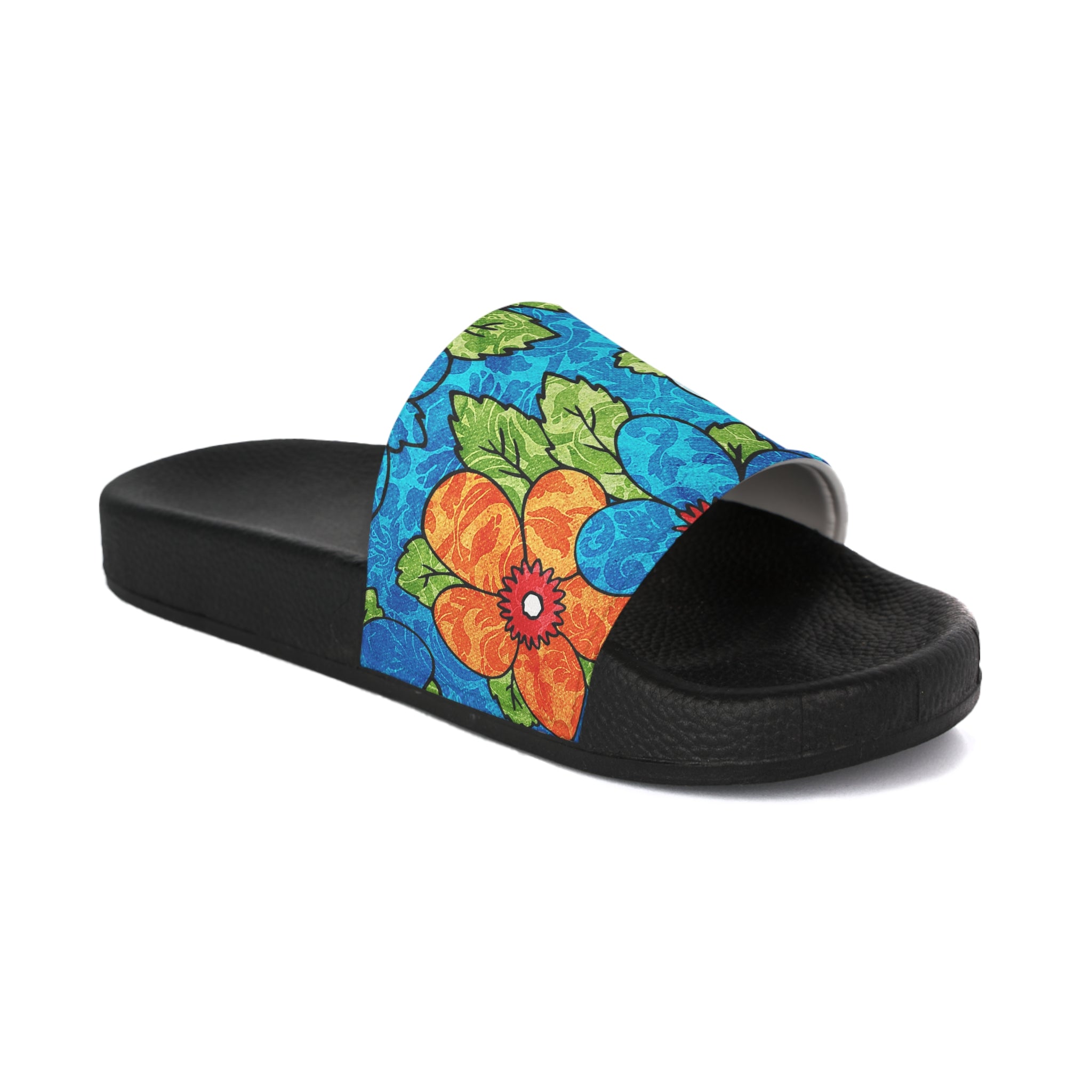 Blue Orange Groovy Women's Slide Sandals, Artsulli - Art is Long, Life is Short, Shoes, Color, Black sole, Size, US 5, , , 26880698481228976266