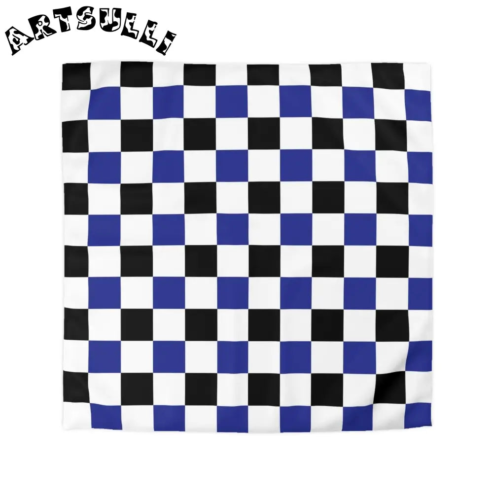 JAKKOUTTHEBXX Checkerboard Blue White and Black Microfiber Duvet