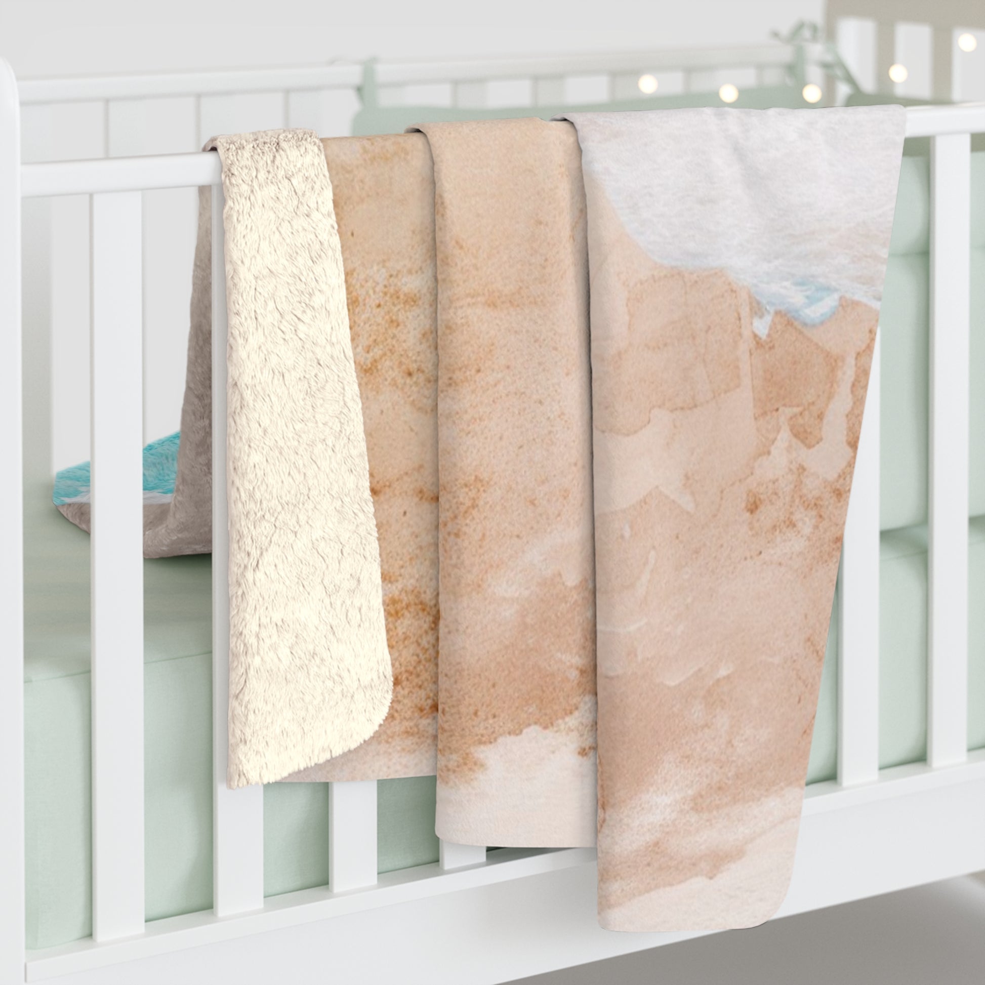 Seashore II Sherpa Fleece Blanket, Artsulli - Art is Long, Life is Short, Home Decor, , , , , , , 