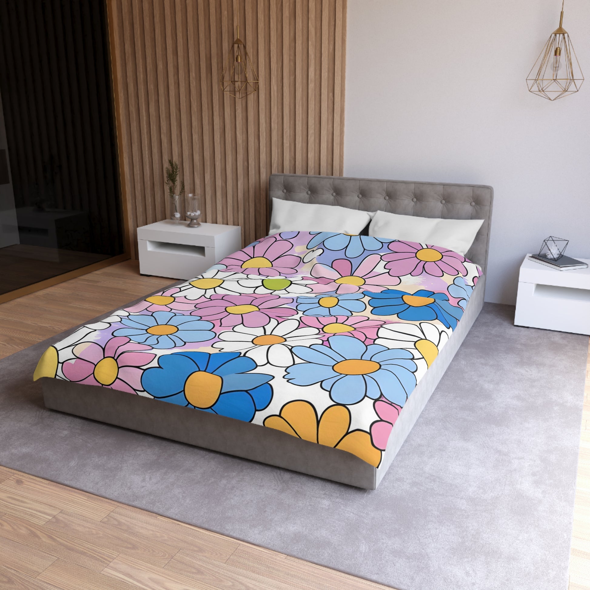 Flower Hour Purple and Blue Microfiber Duvet Cover, Artsulli - Art is Long, Life is Short, Home Decor, , , , , , , 