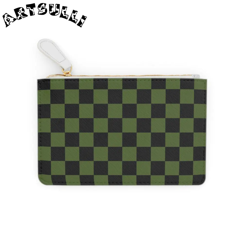 JAKKOUTTHEBXX Checkerboard Olive Green and Black Mini Clutch Bag