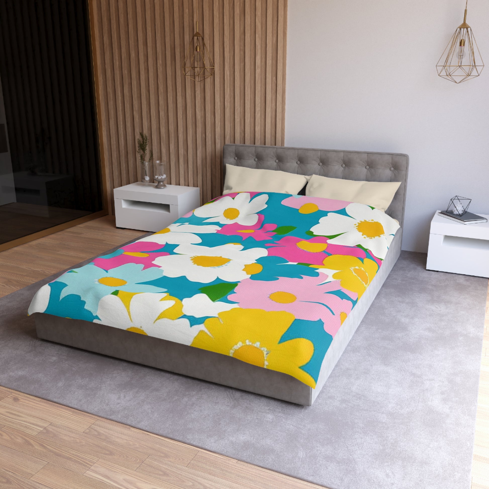 Flowers Multi-Color Microfiber Duvet Cover, Artsulli - Art is Long, Life is Short, Home Decor, , , , , , , 