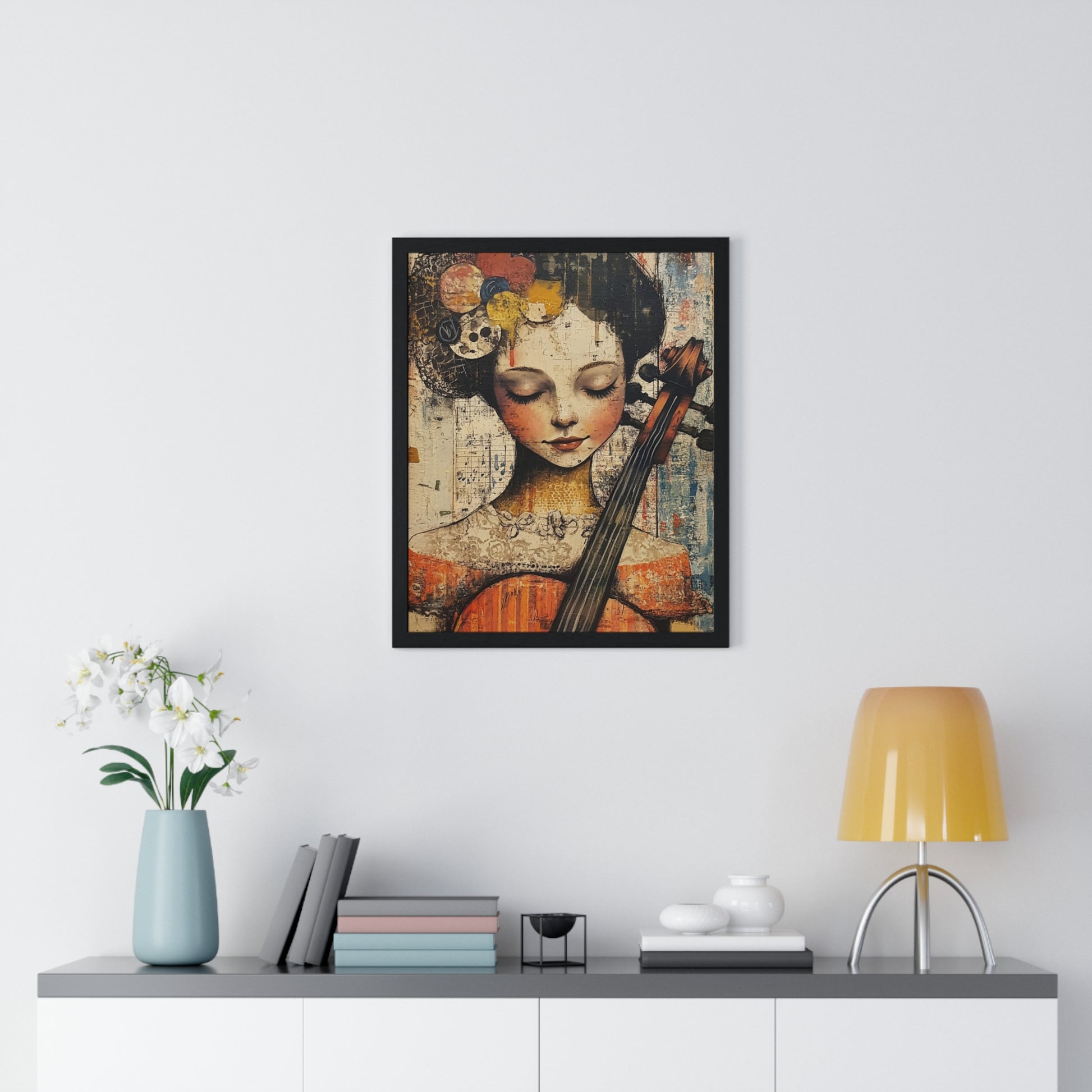 Girl With A Violin Vertical Framed Poster, Artsulli - Art is Long, Life is Short, Poster, , , , , , , 